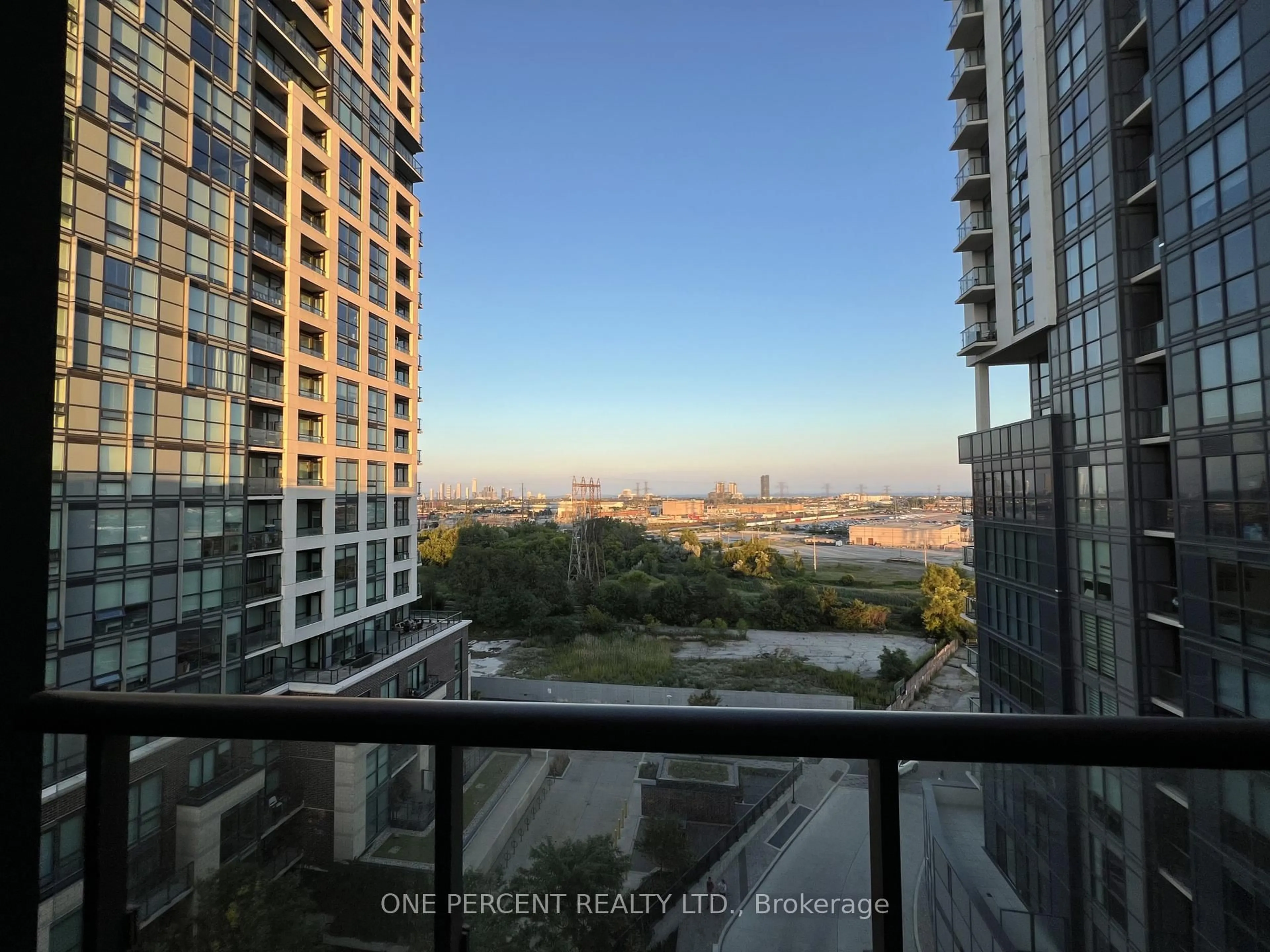 Balcony in the apartment, city buildings view from balcony for 50 Thomas Riley Rd #819, Toronto Ontario M9B 0C1