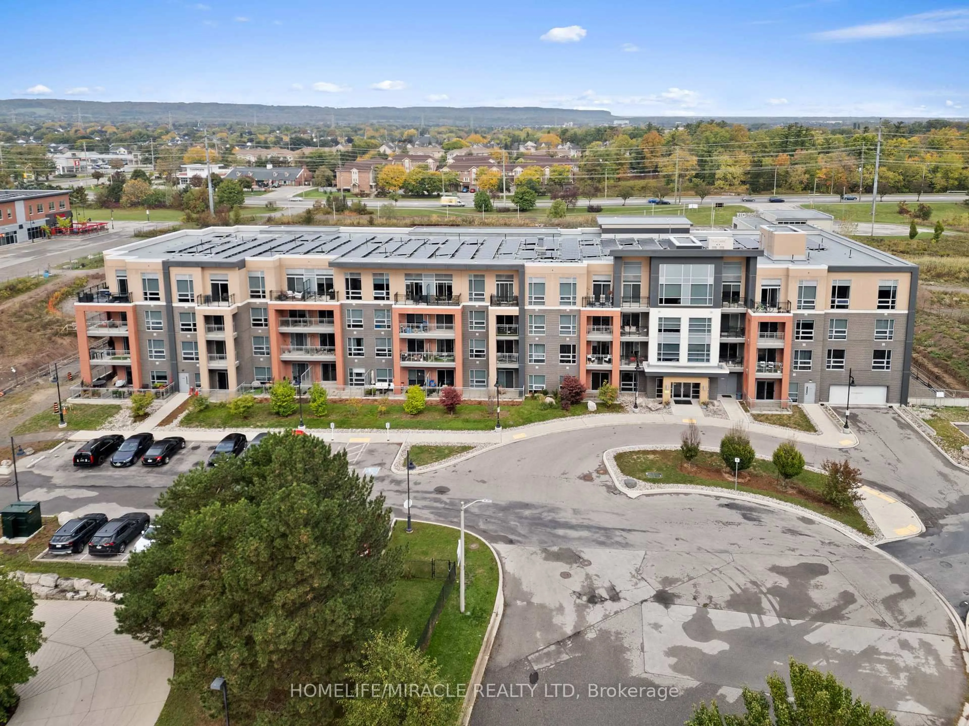 A pic from outside/outdoor area/front of a property/back of a property/a pic from drone, city buildings view from balcony for 4040 Upper Middle Rd #222, Burlington Ontario L7M 0H2