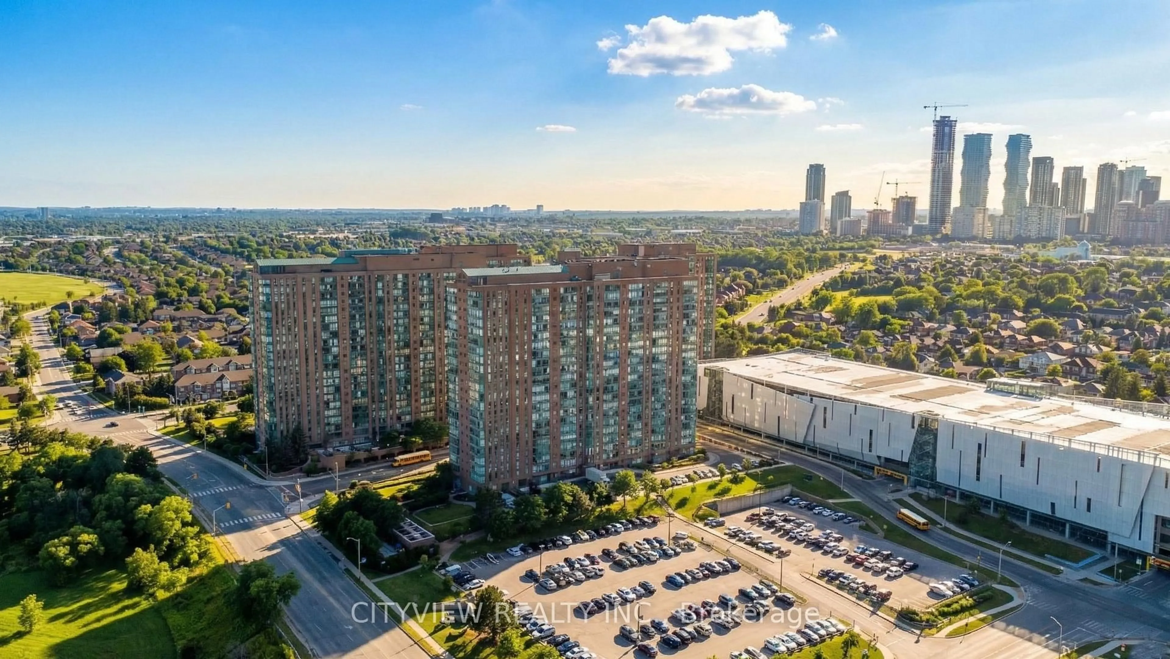 A pic from outside/outdoor area/front of a property/back of a property/a pic from drone, city buildings view from balcony for 115 Hillcrest Ave #615, Mississauga Ontario L5B 3Y9