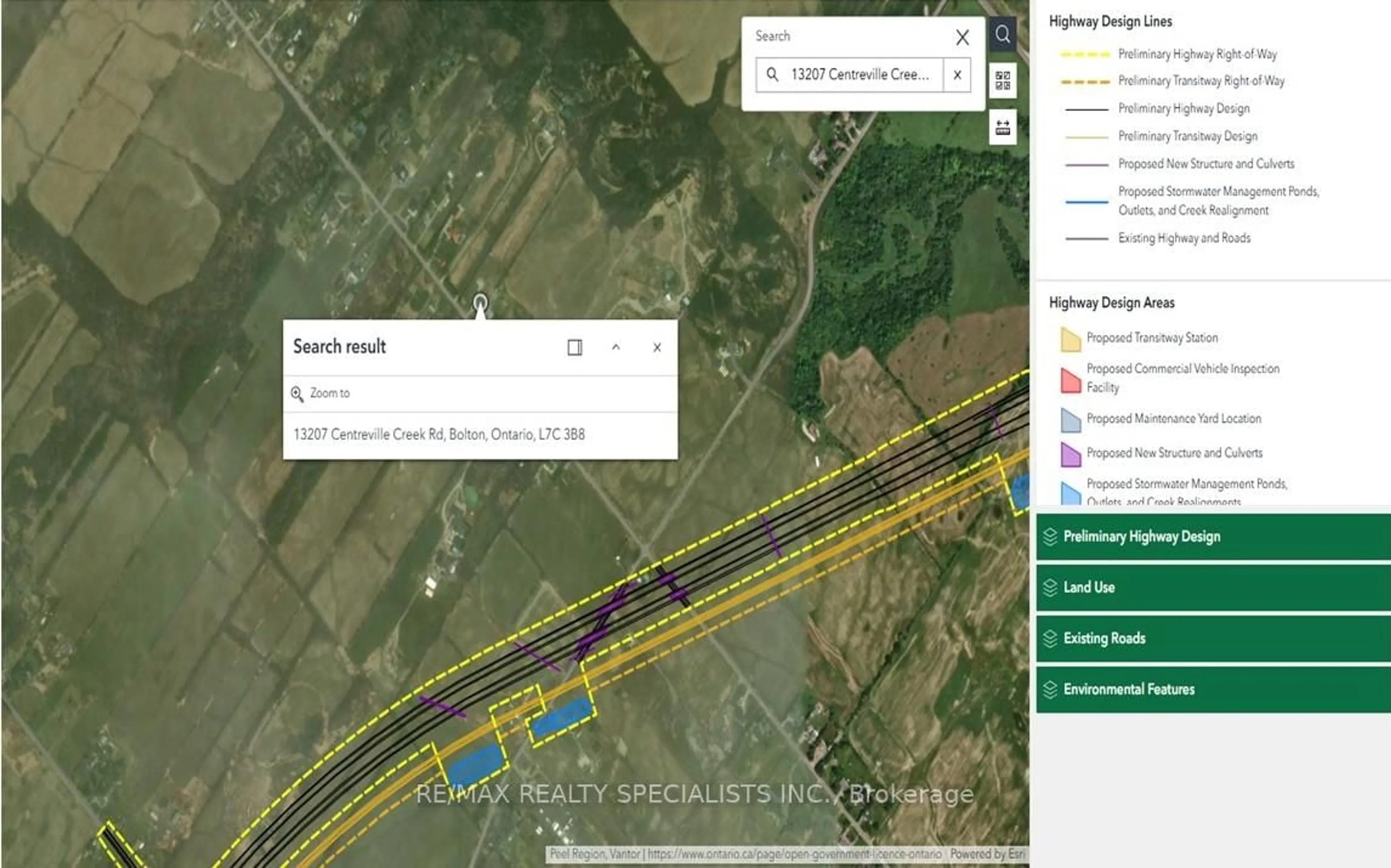 Picture of a map for 13207 Centreville Creek Dr, Caledon Ontario L7C 3B8