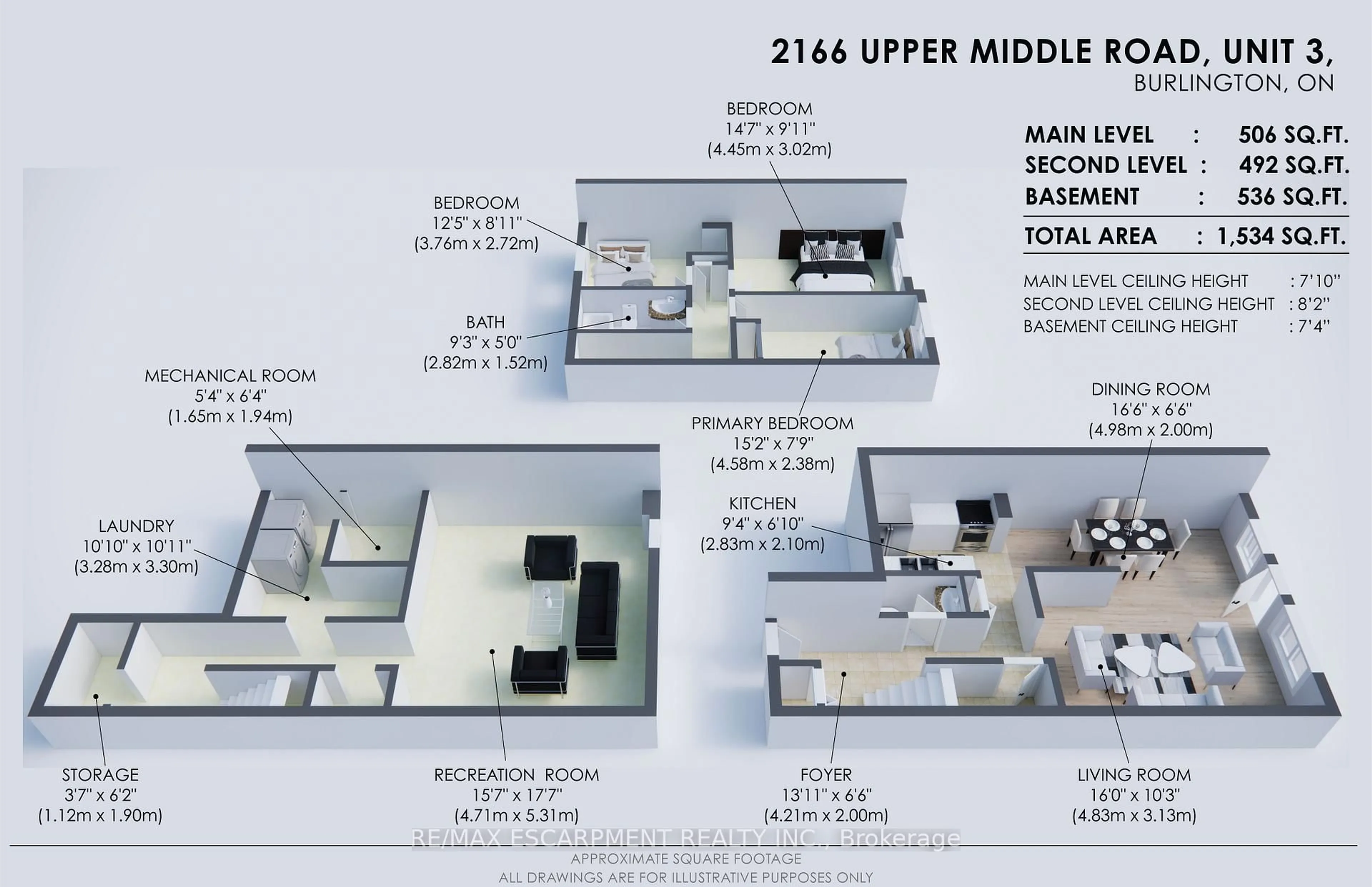 Floor plan for 2166 UPPER MIDDLE Rd #3, Burlington Ontario L7P 2Z8