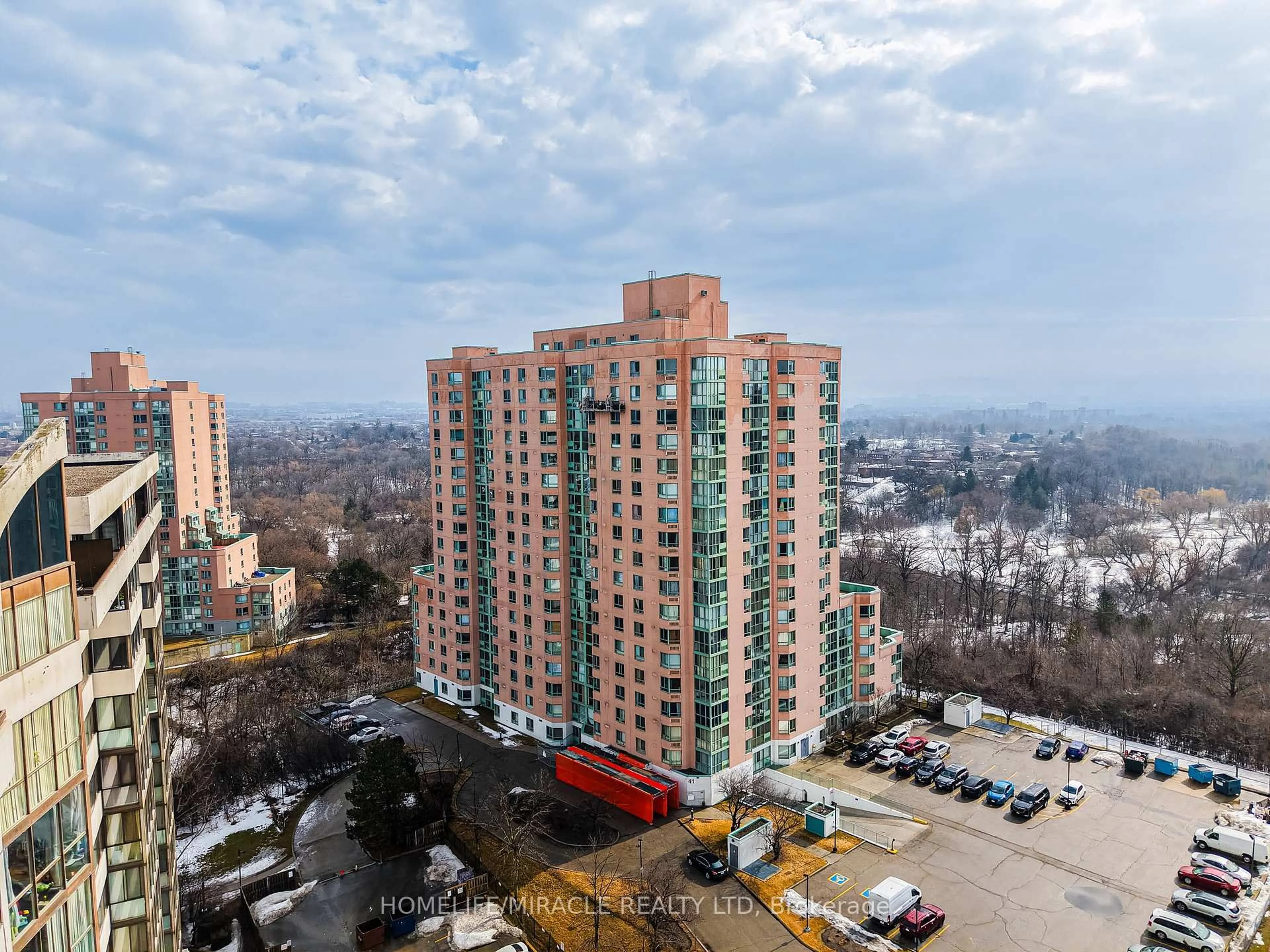 A pic from outside/outdoor area/front of a property/back of a property/a pic from drone, city buildings view from balcony for 41 Markbrook Lane #1705, Toronto Ontario M9V 5E6