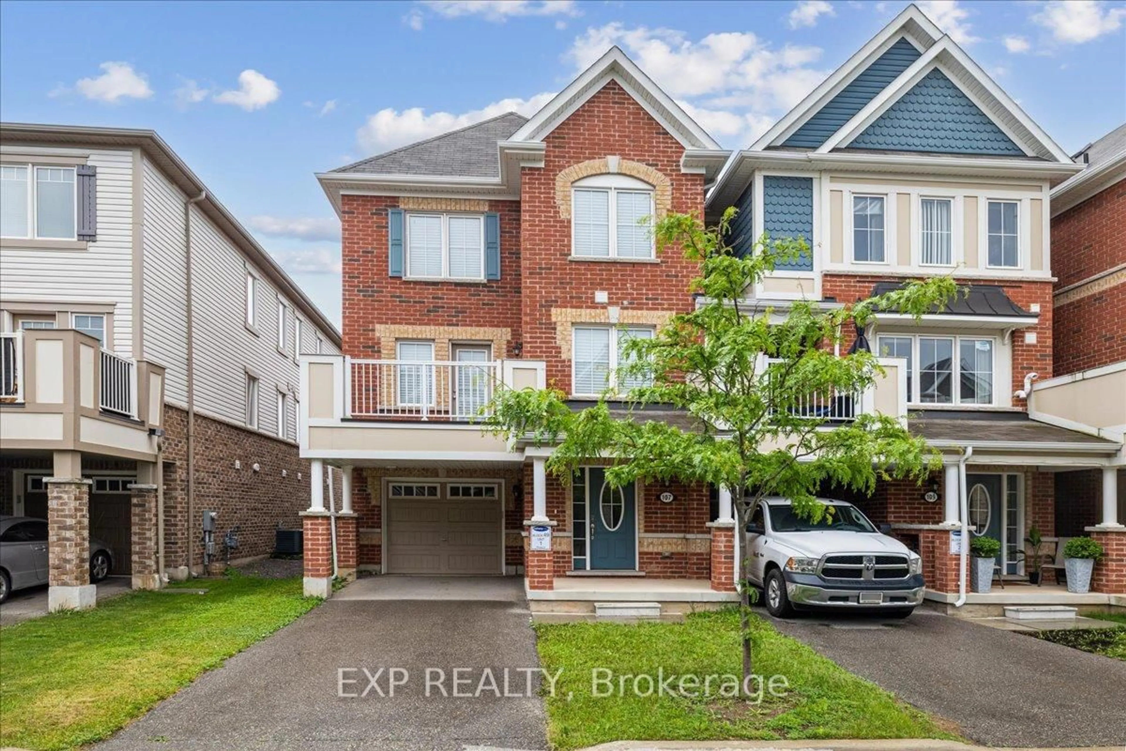 Home with brick exterior material, street for 107 Lemieux Crt, Milton Ontario L9E 1E9