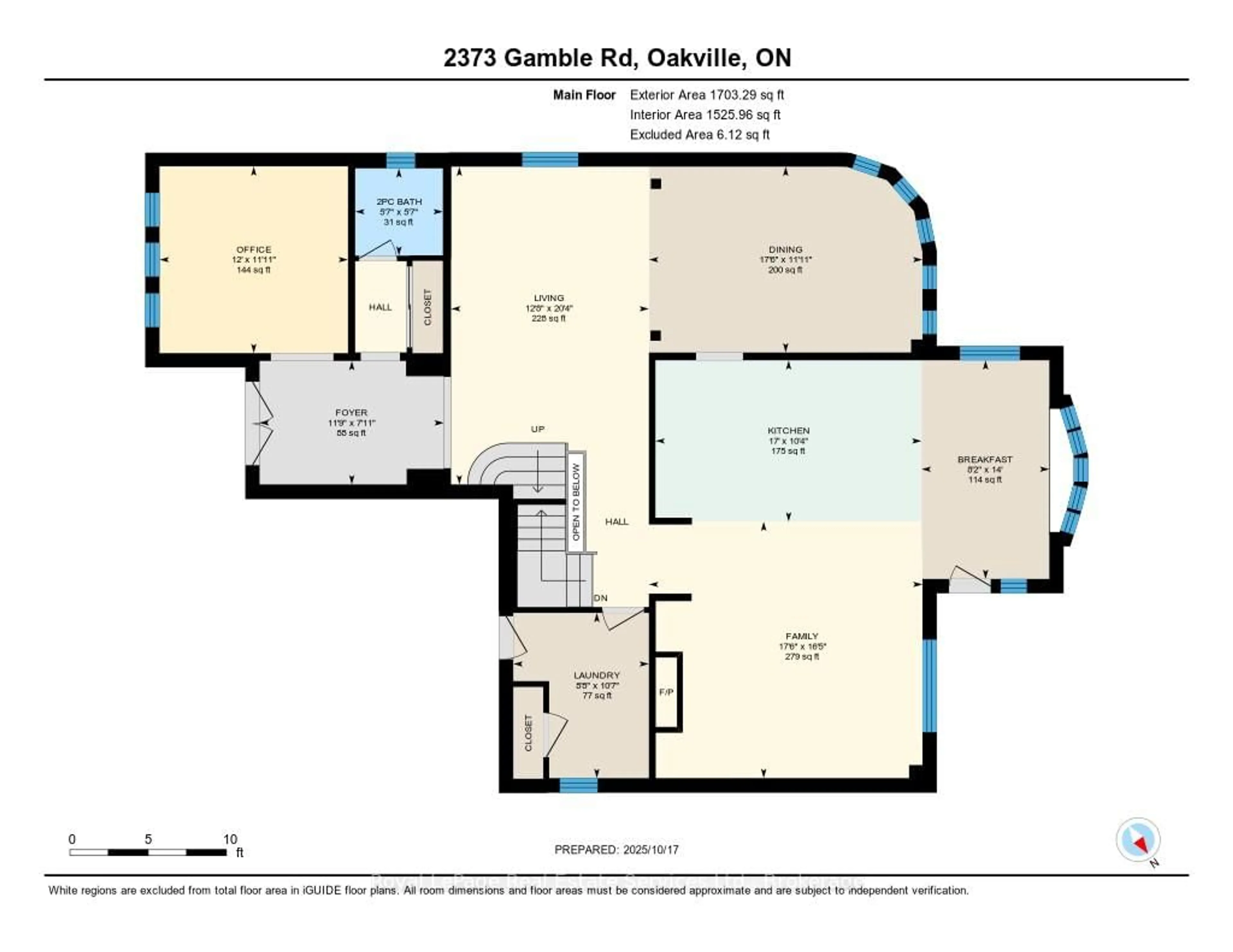 Floor plan for 2373 Gamble Rd, Oakville Ontario L6H 7V6