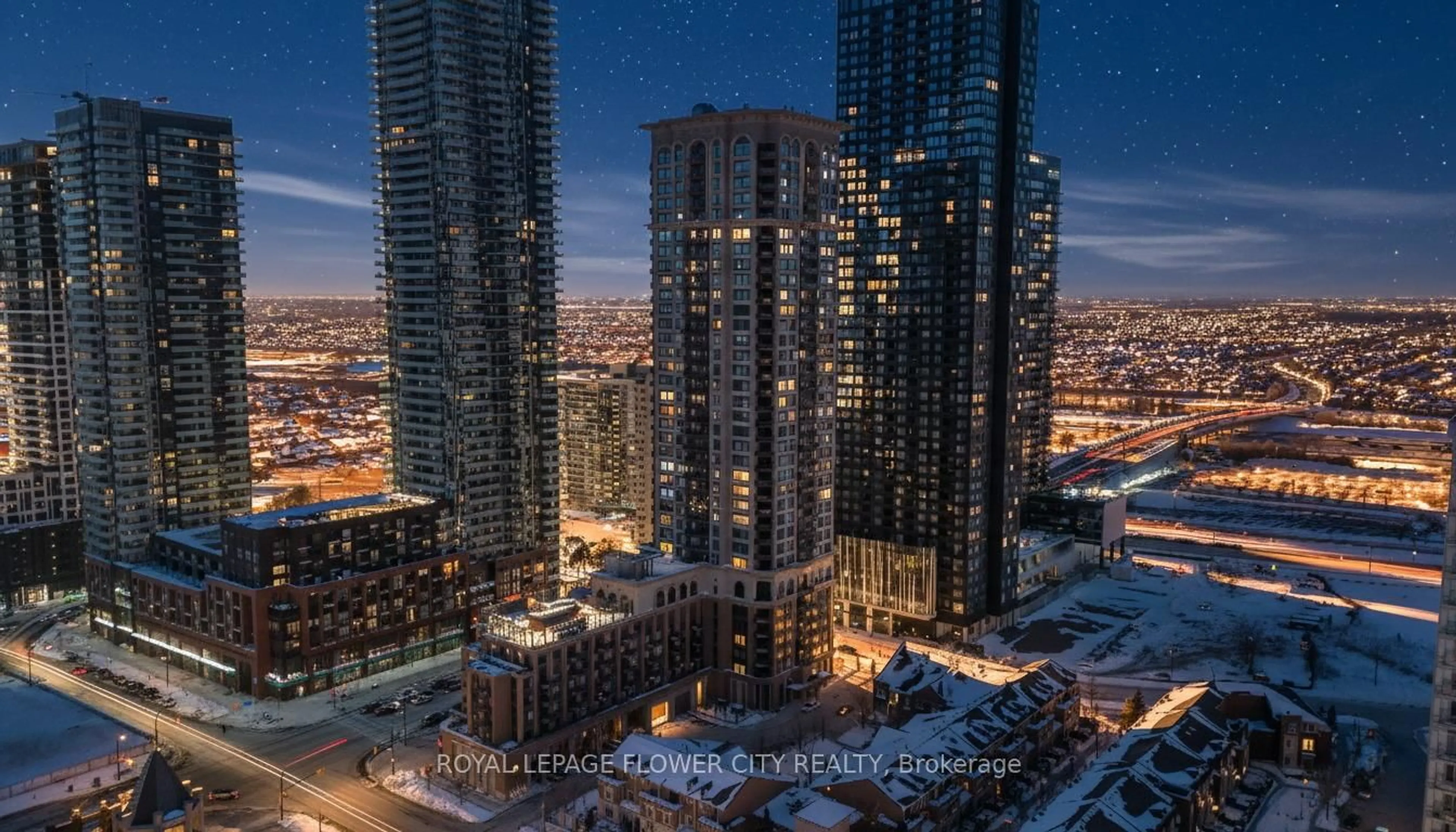 A pic from outside/outdoor area/front of a property/back of a property/a pic from drone, city buildings view from balcony for 385 Prince of Wales Dr #909, Mississauga Ontario L5B 0C6