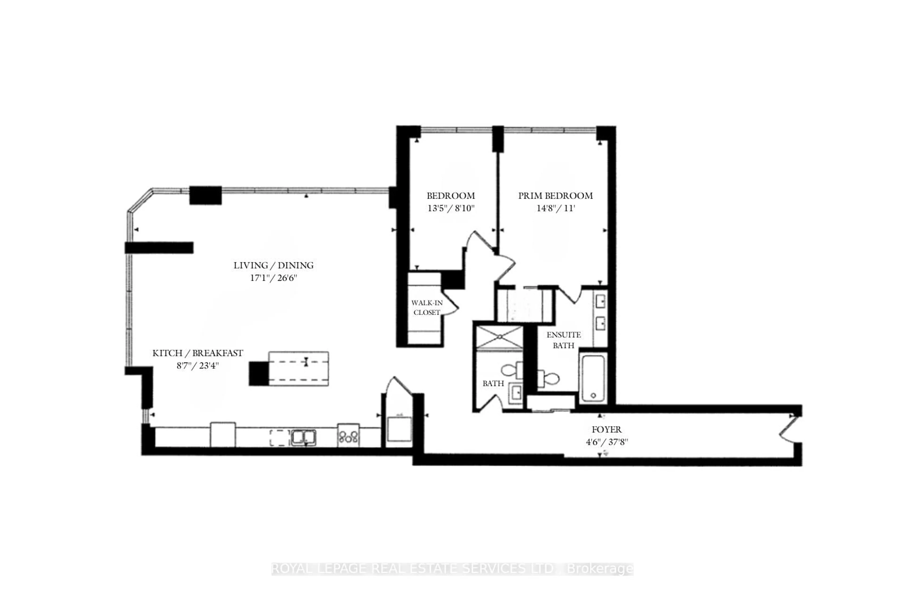 Floor plan for 2045 Lake Shore Blvd #1607, Toronto Ontario M8V 2Z6