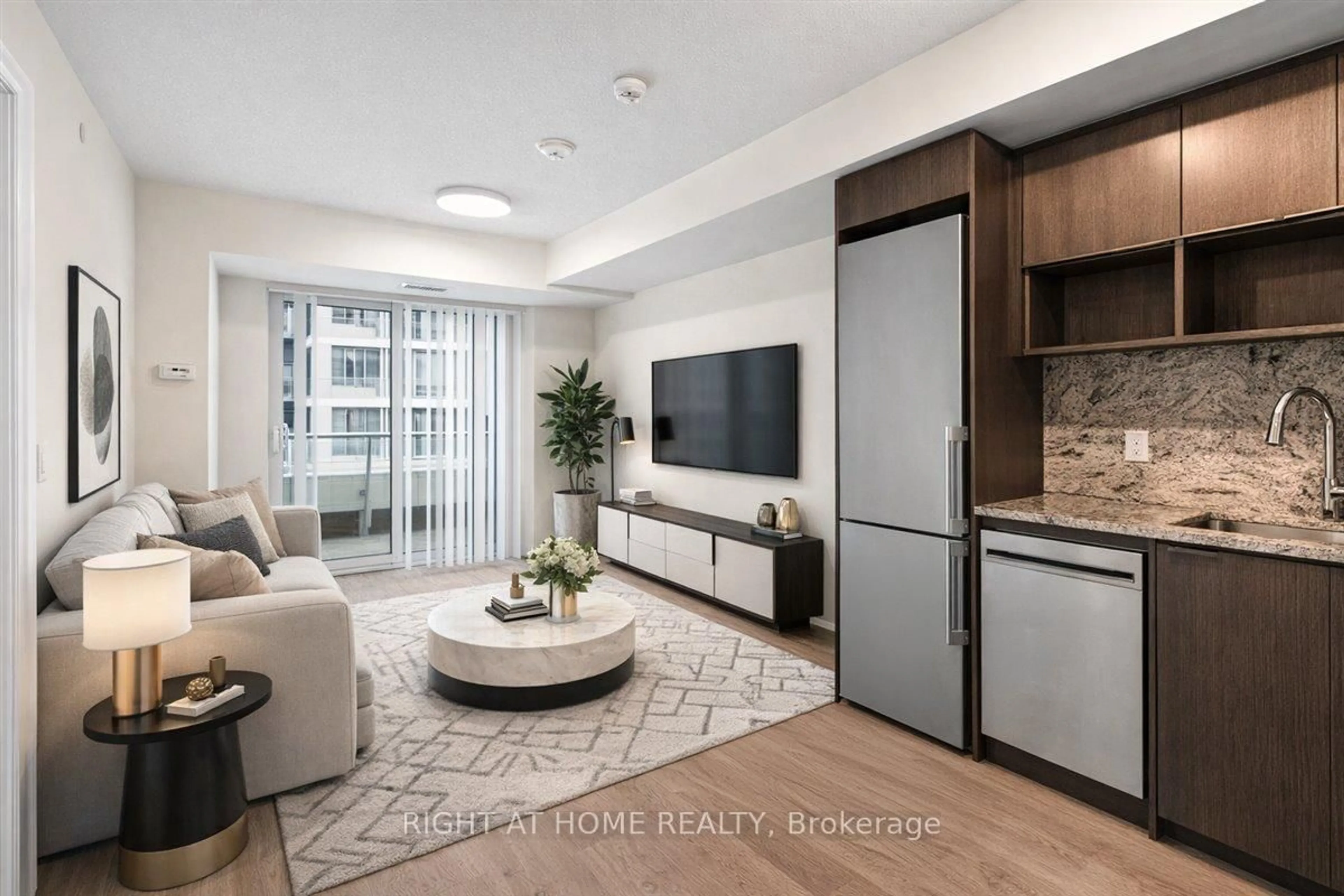 Living room with furniture, unknown for 9 Mabelle Ave #521, Toronto Ontario M9A 4X7