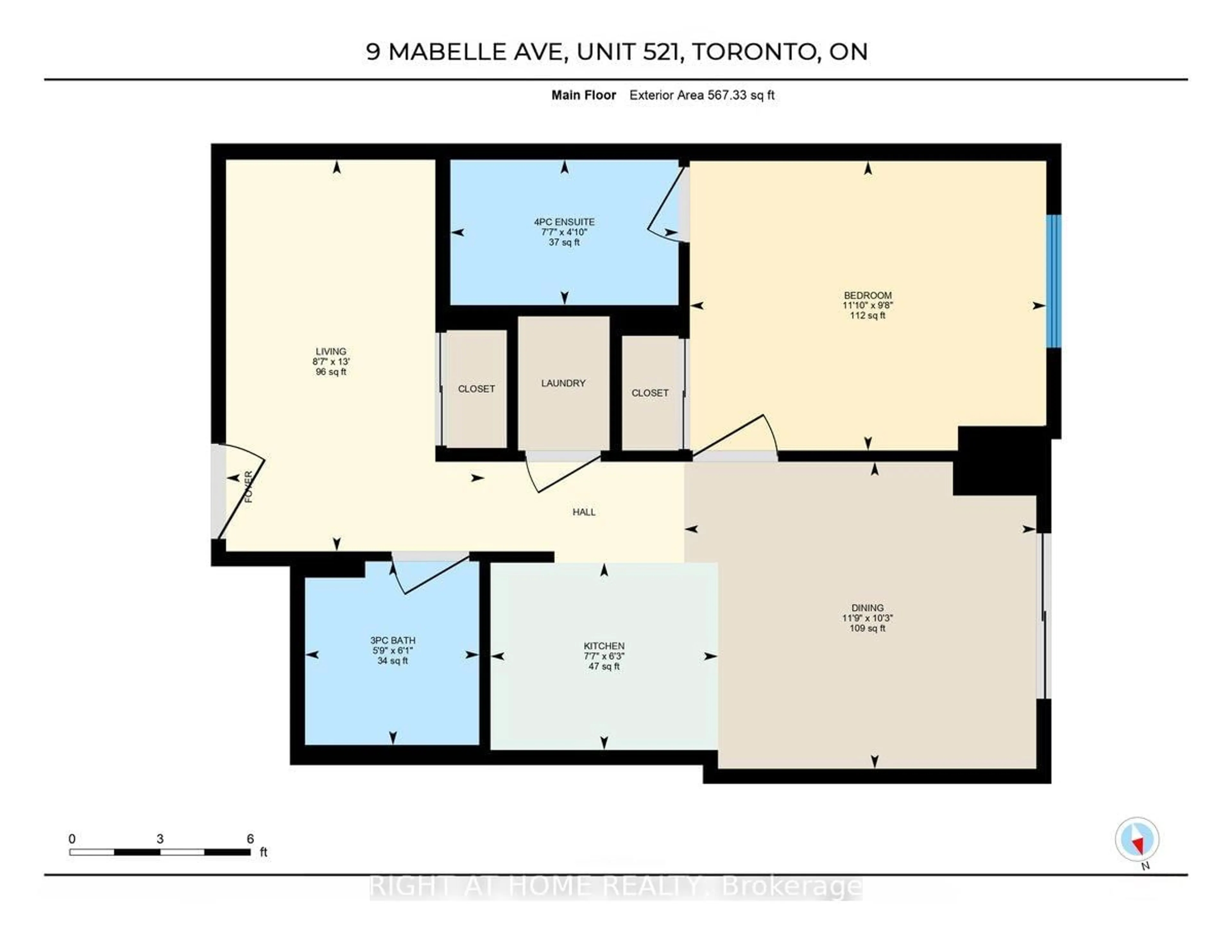 Floor plan for 9 Mabelle Ave #521, Toronto Ontario M9A 4X7