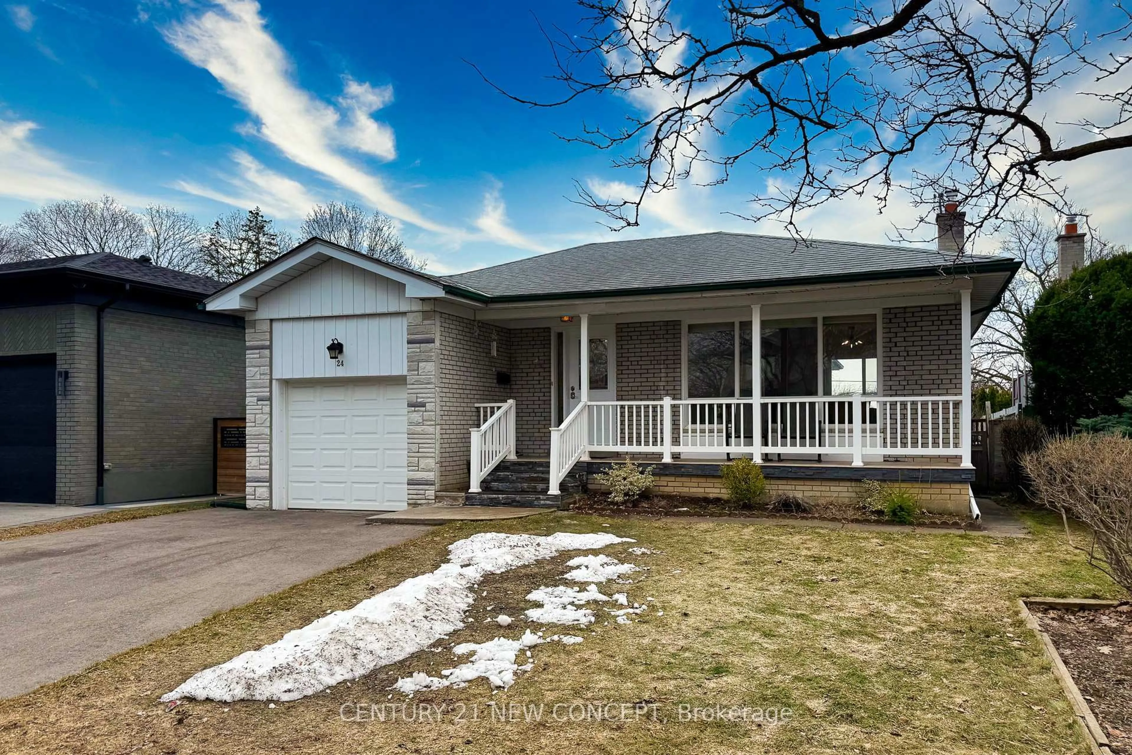 Home with vinyl exterior material, street for 24 Woodpark Rd, Toronto Ontario M9P 1M1