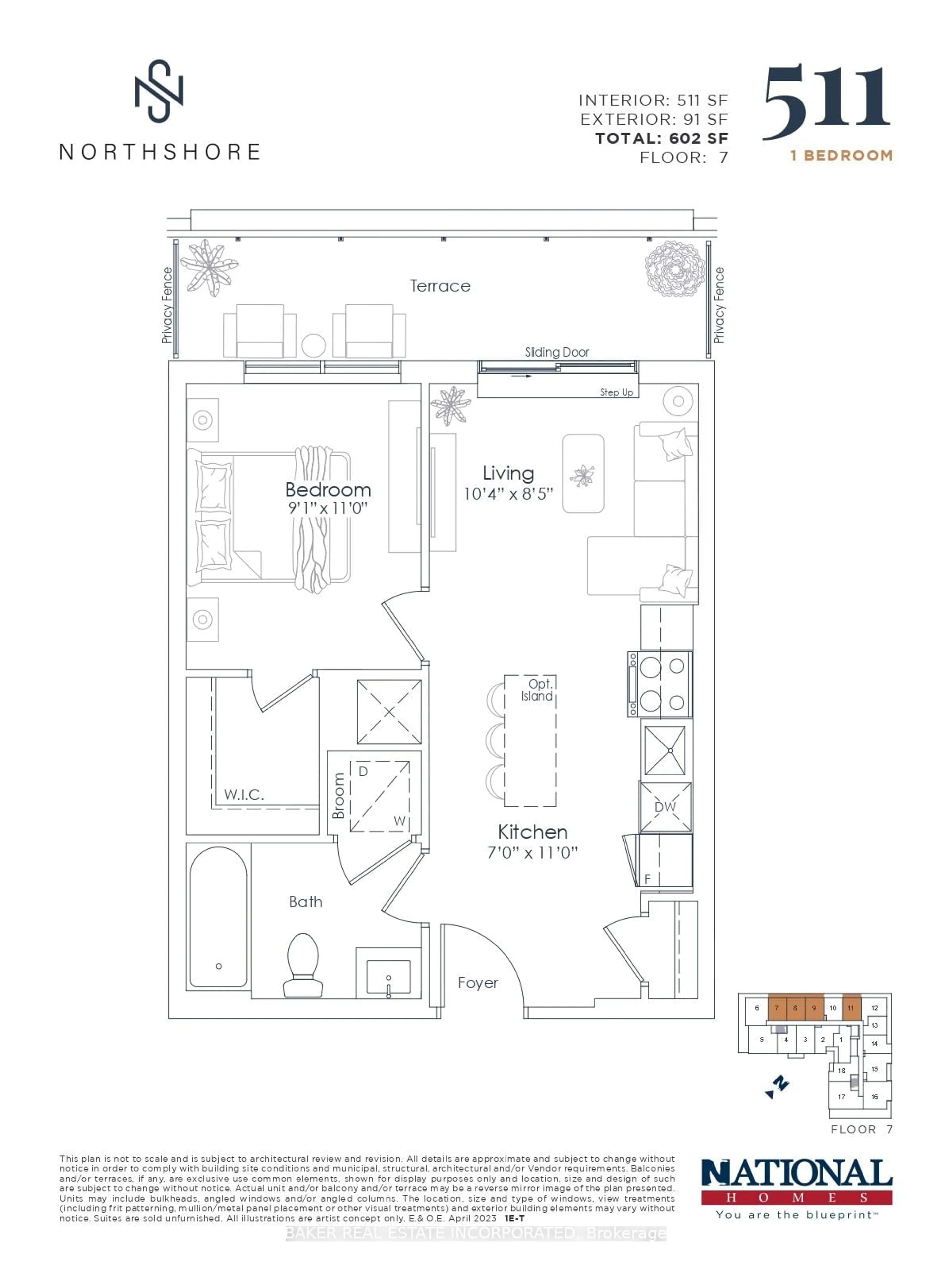 Floor plan for 500 Plains Rd #707, Burlington Ontario L7T 0C8