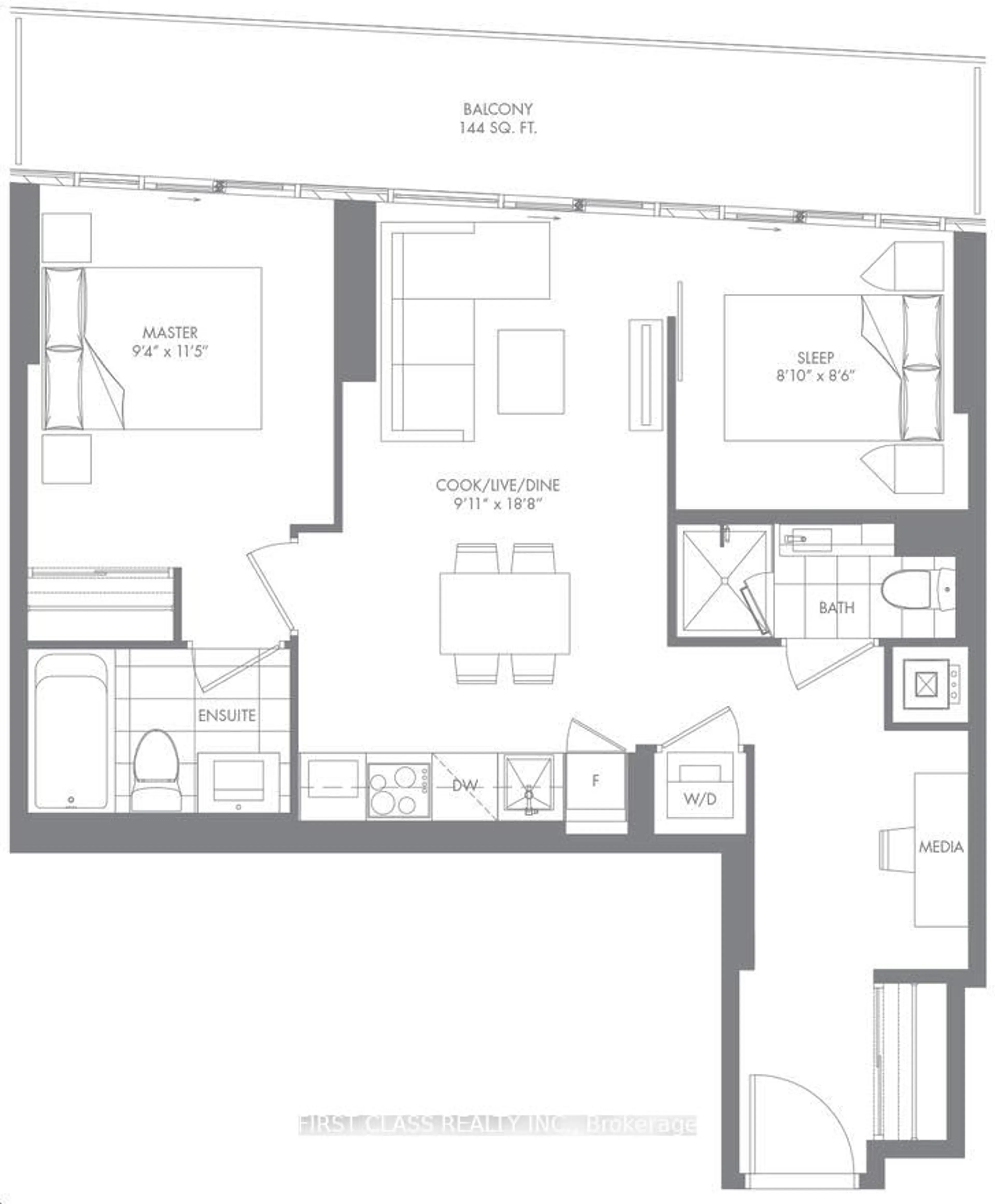 Floor plan for 3900 Confederation Pkwy #4301, Mississauga Ontario L5B 0M3