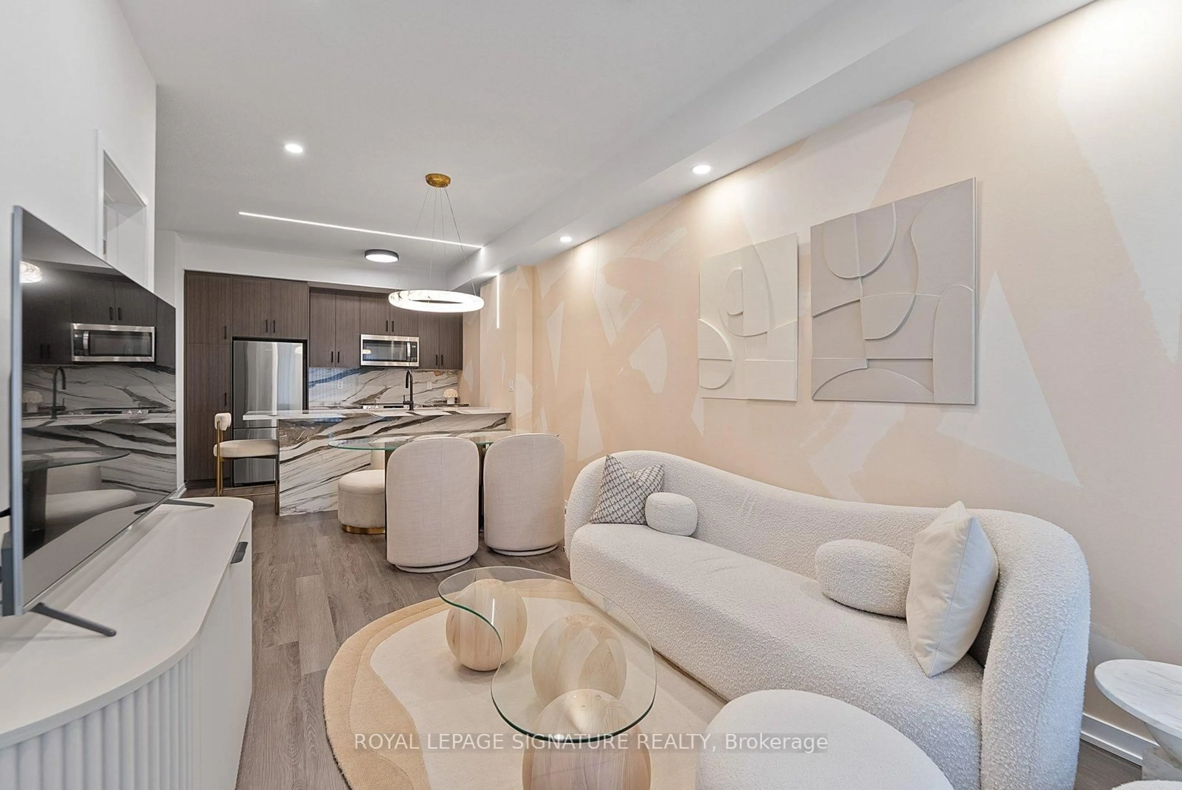 Living room with furniture, unknown for 30 William Jackson Way #TH114, Toronto Ontario M8V 0J7