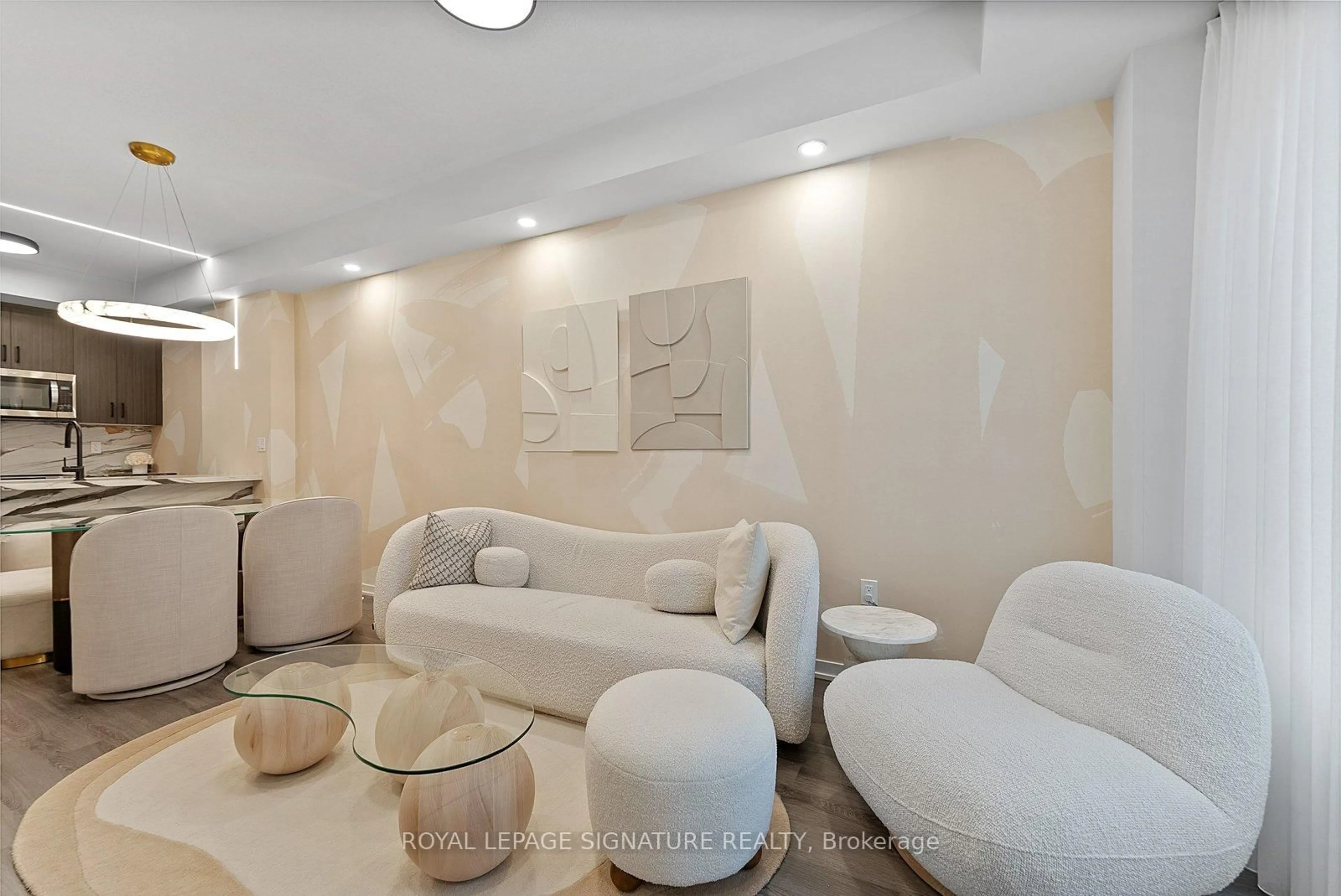 Living room with furniture, ceramic/tile floor for 30 William Jackson Way #TH114, Toronto Ontario M8V 0J7