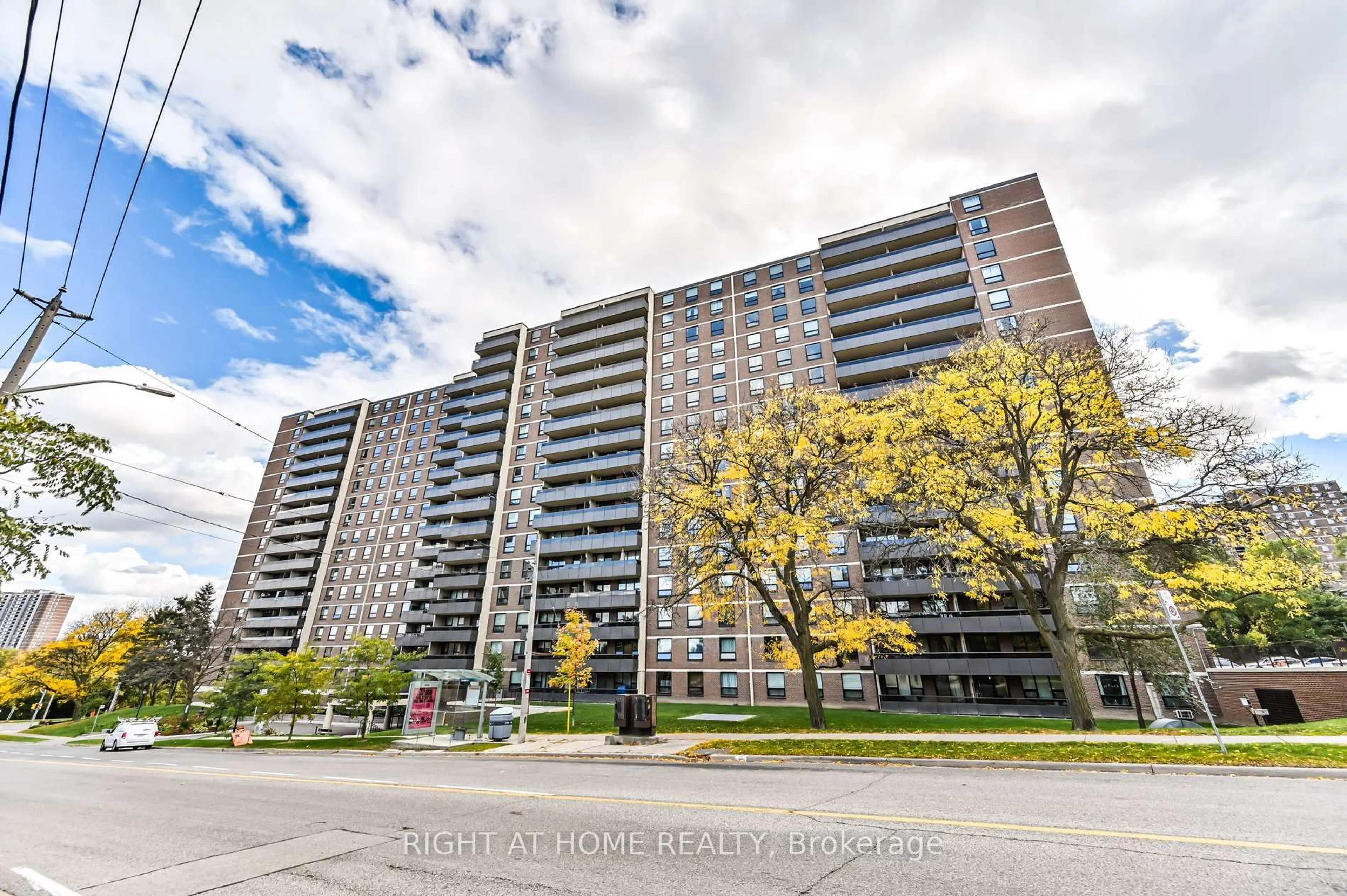 A pic from outside/outdoor area/front of a property/back of a property/a pic from drone, street for 15 La Rose Ave #1212, Toronto Ontario M9P 1A7