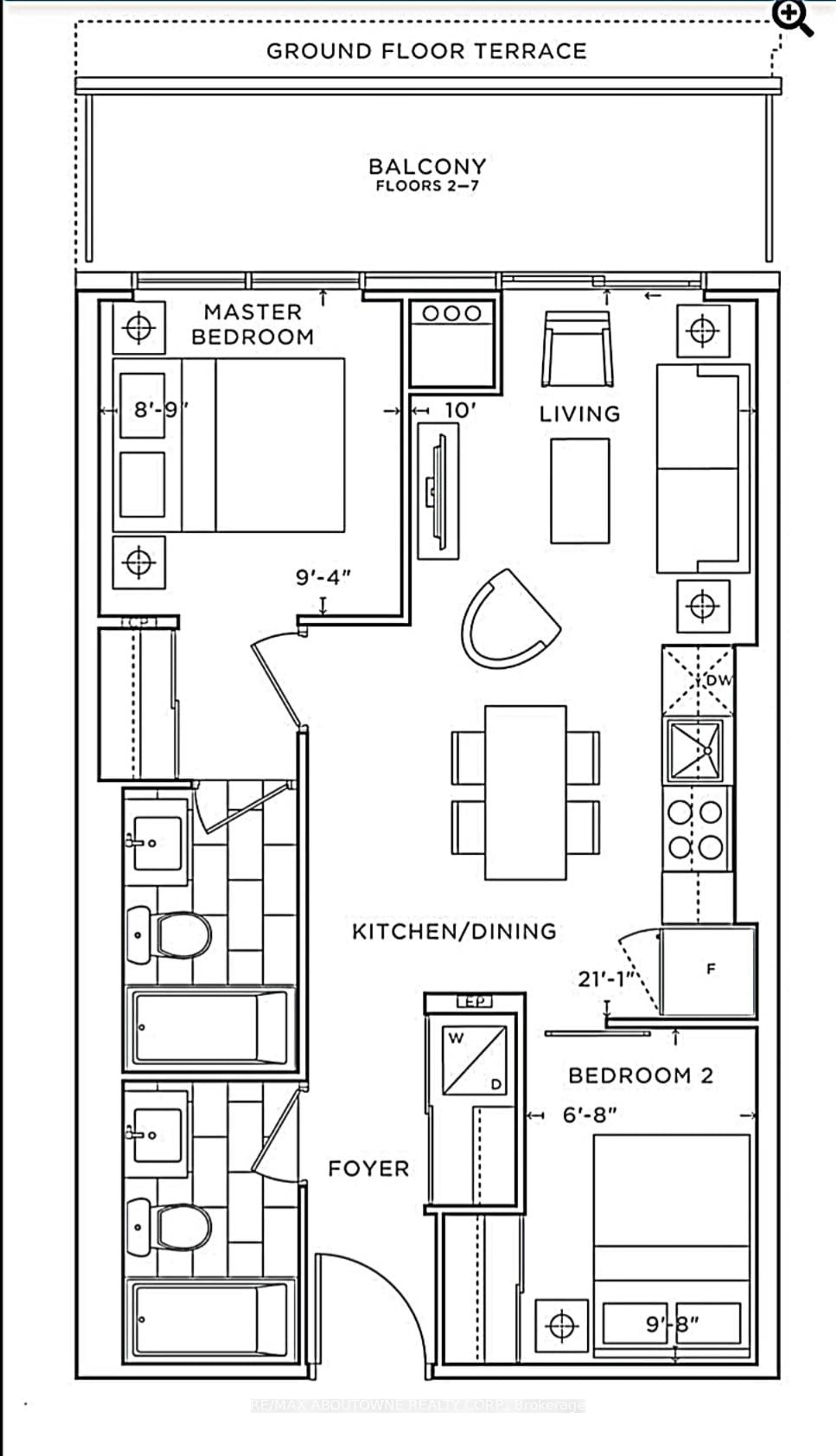 Floor plan for 3210 Dakota Common #101, Burlington Ontario L7M 2A8