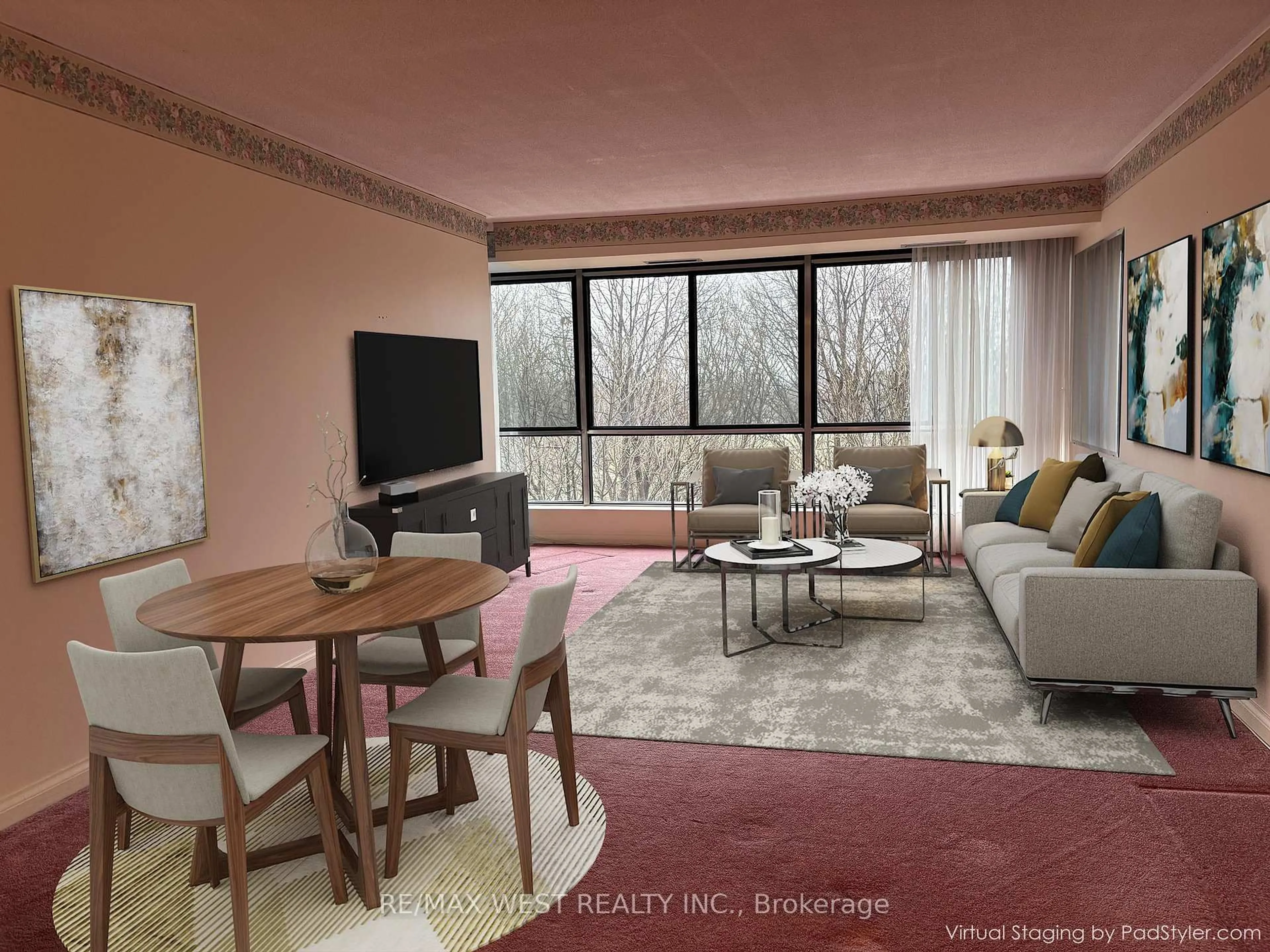 Living room with furniture, unknown for 1400 Dixie Rd #604, Mississauga Ontario L5E 3E1