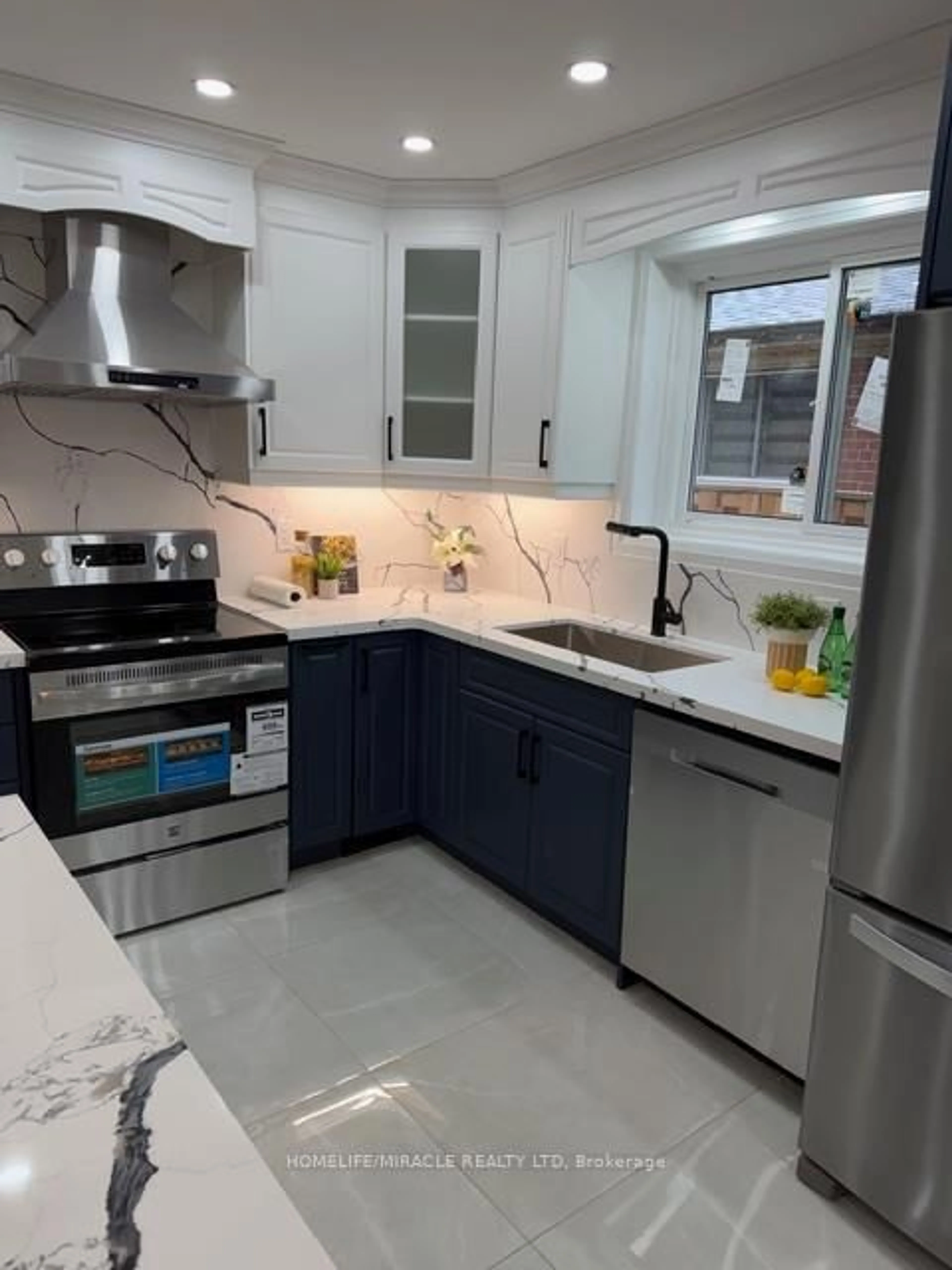 Contemporary kitchen, ceramic/tile floor for 55 Taysham Cres, Toronto Ontario M9V 1X1