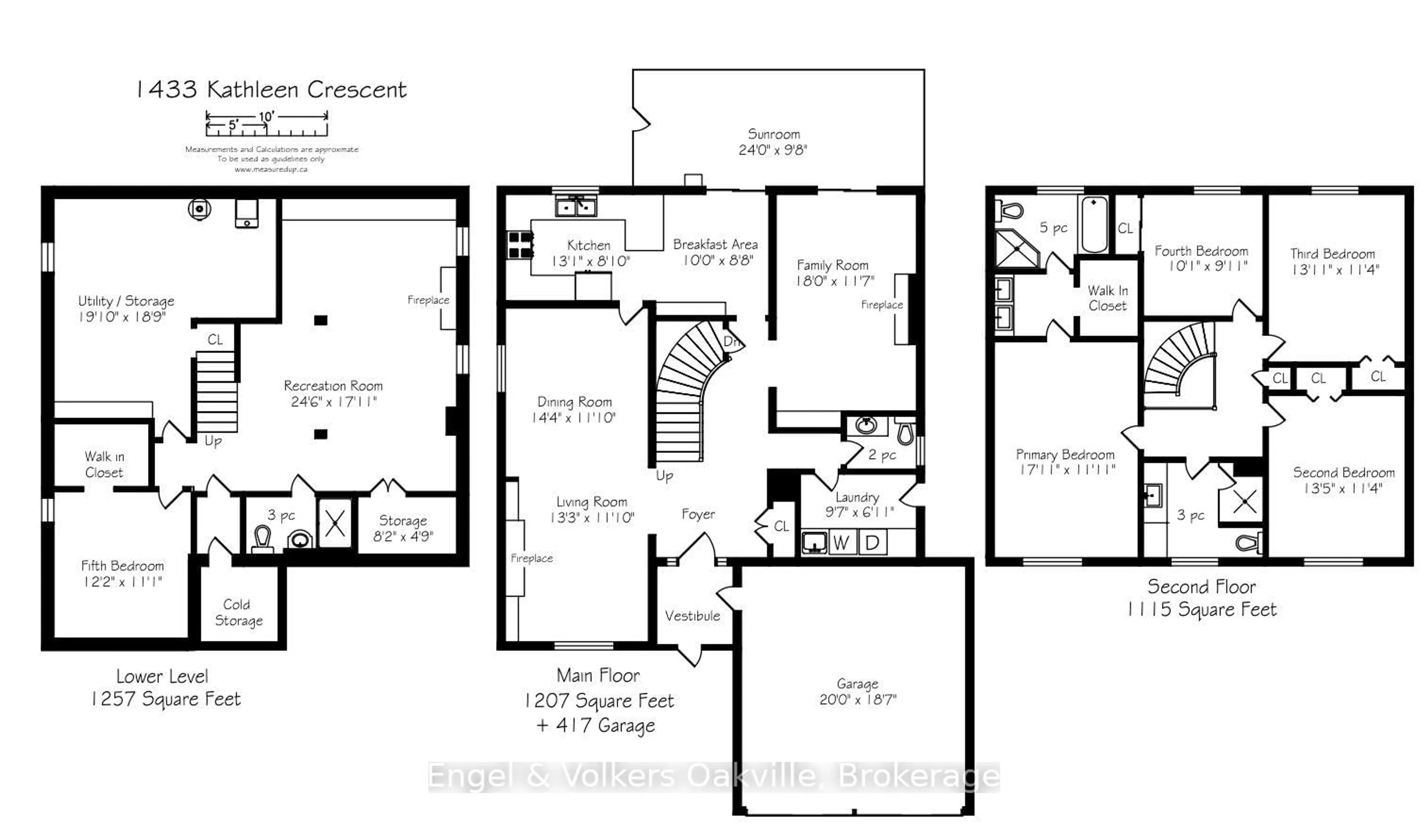 Floor plan for 1433 Kathleen Cres, Oakville Ontario L6H 2G6