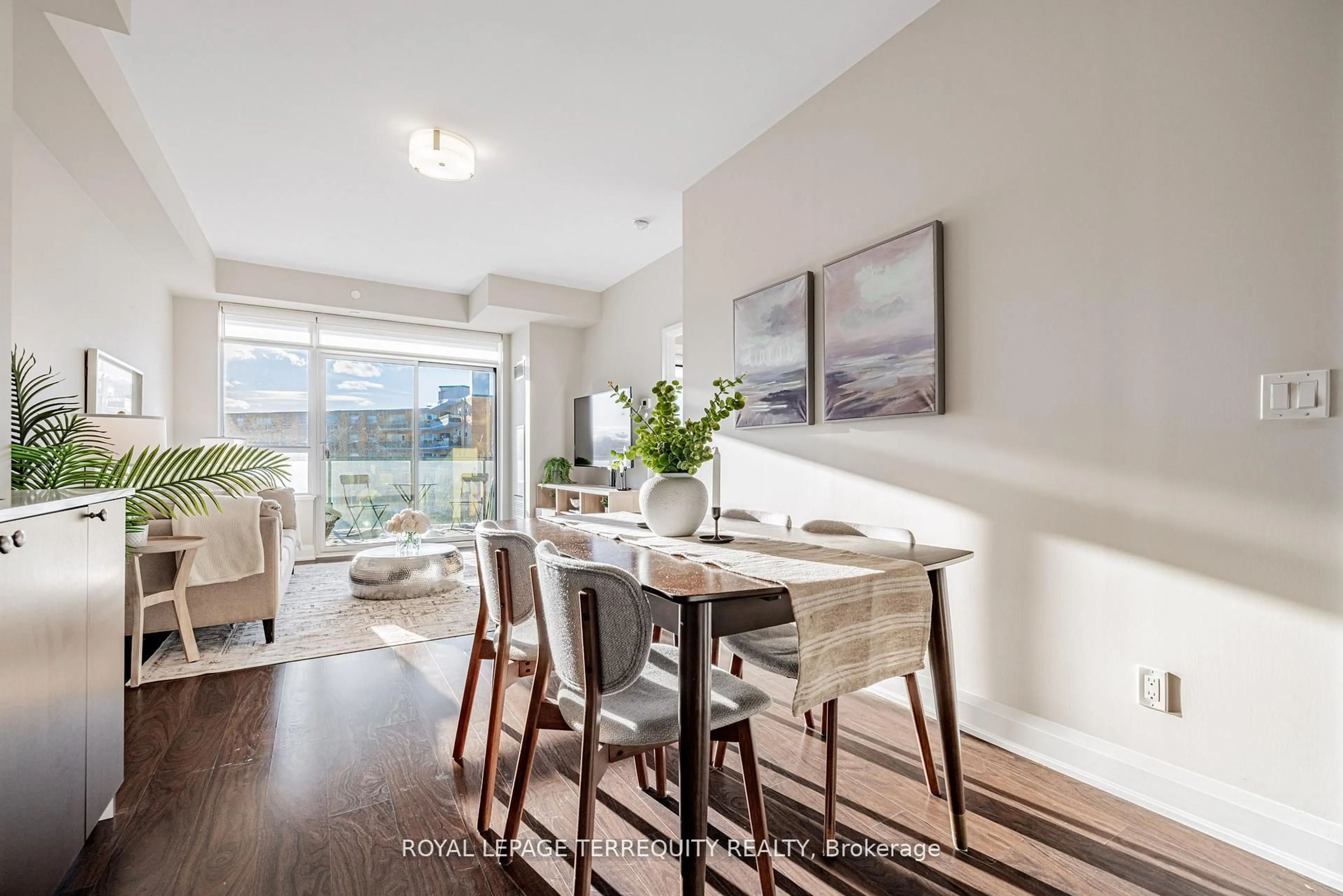 Dining room, wood/laminate floor for 35 Fontenay Crt #401, Toronto Ontario M9A 0E2