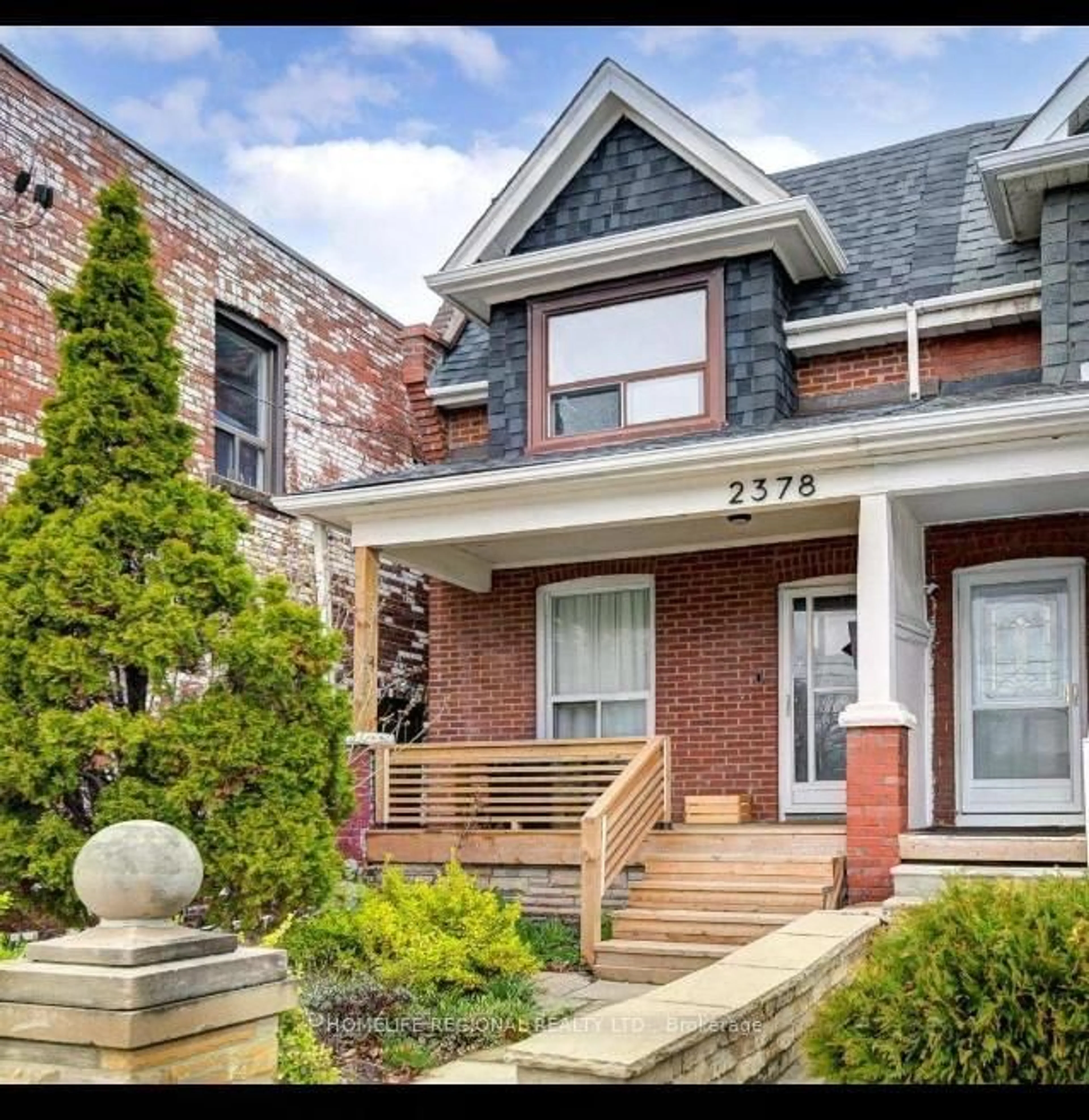 Home with brick exterior material, street for 2378 St Clair Ave, Toronto Ontario M6N 1K8