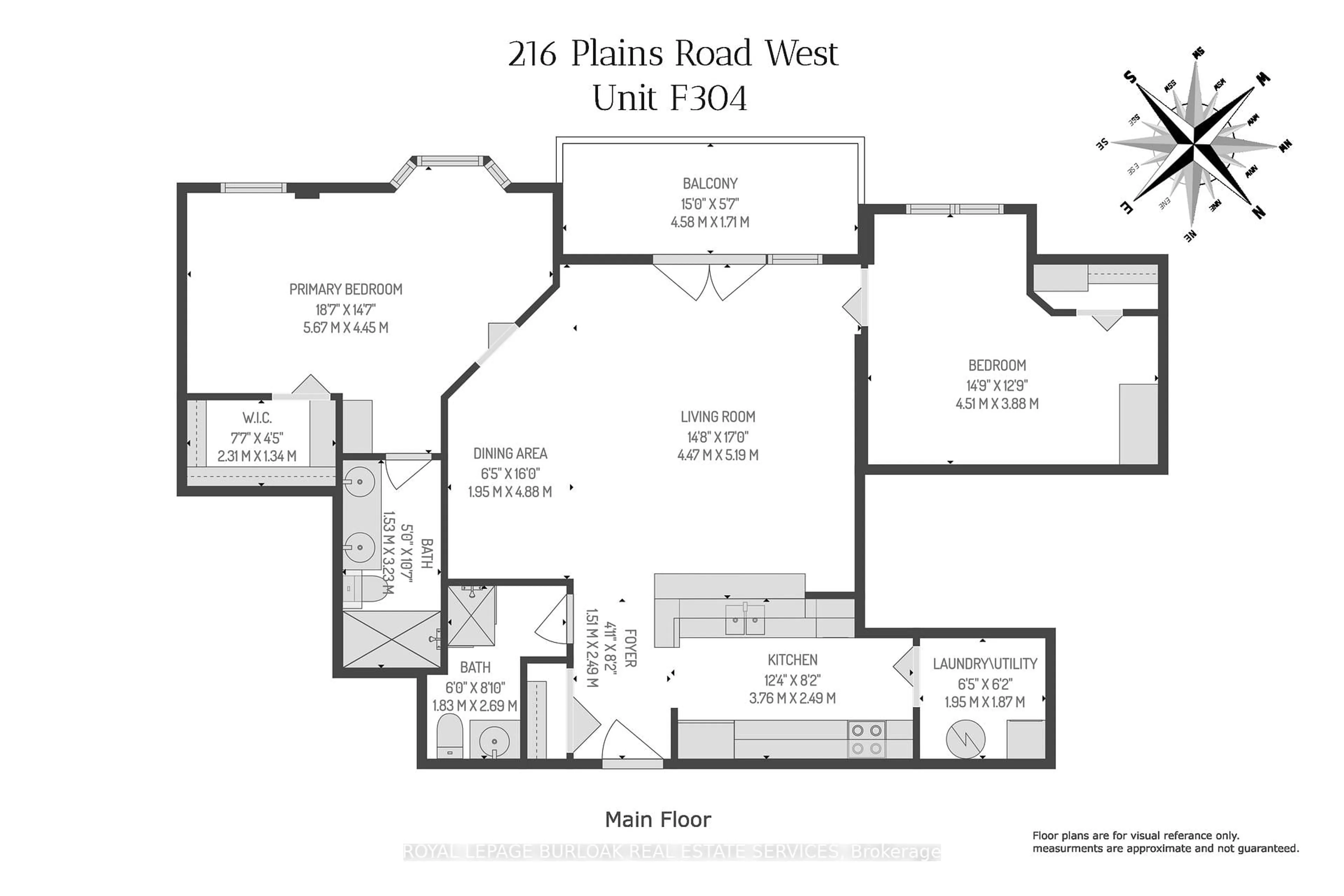 Floor plan for 216 Plains Rd #F304, Burlington Ontario L7T 4M1