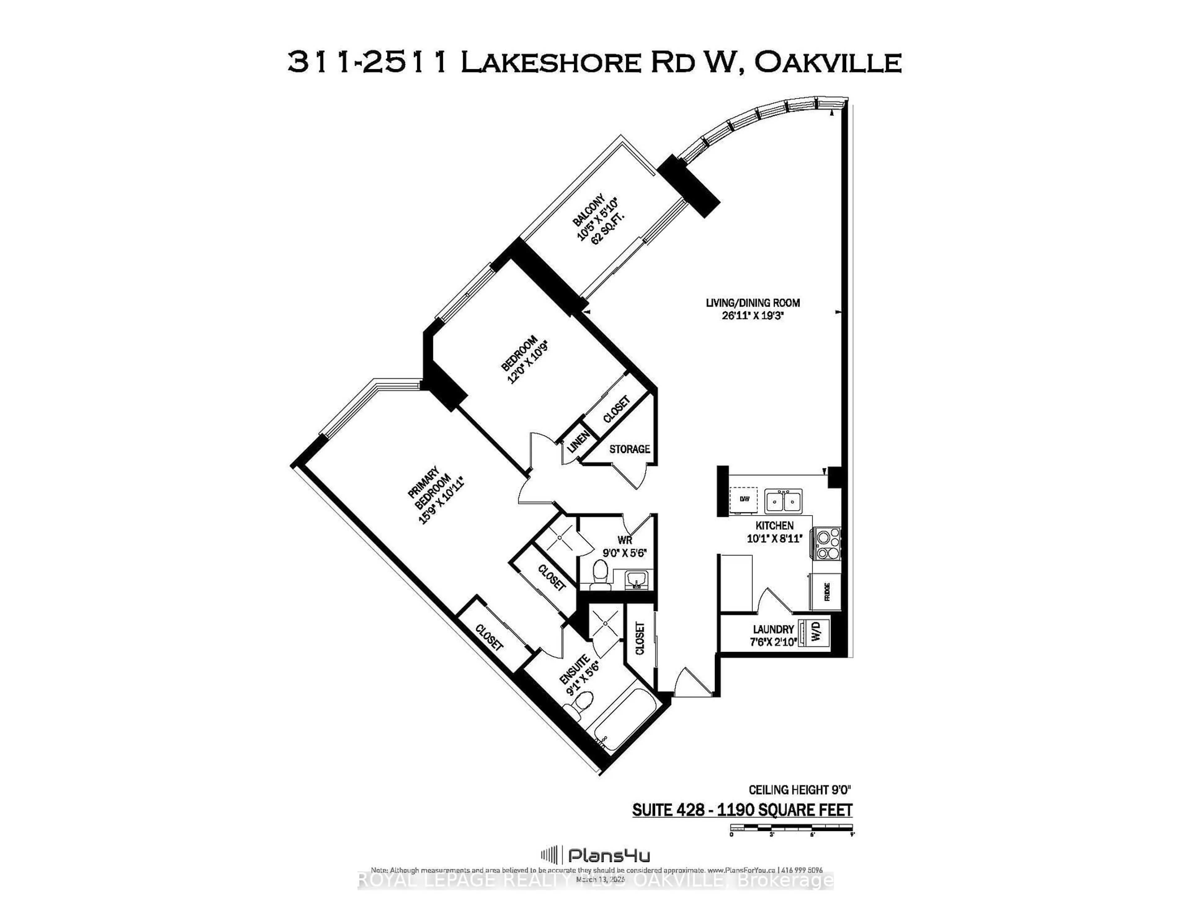 Floor plan for 2511 Lakeshore Rd #311, Oakville Ontario L6L 6L9