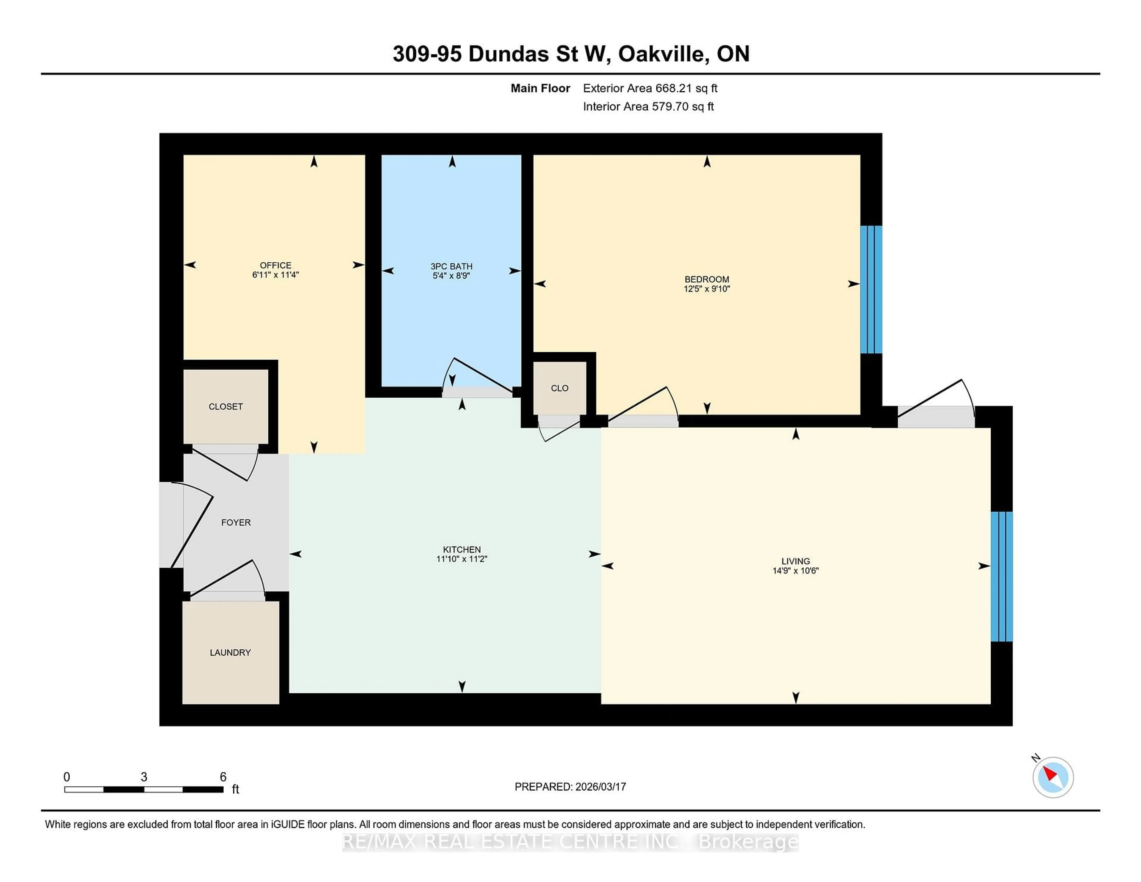 Floor plan for 95 Dundas St #309, Oakville Ontario L6M 5N4