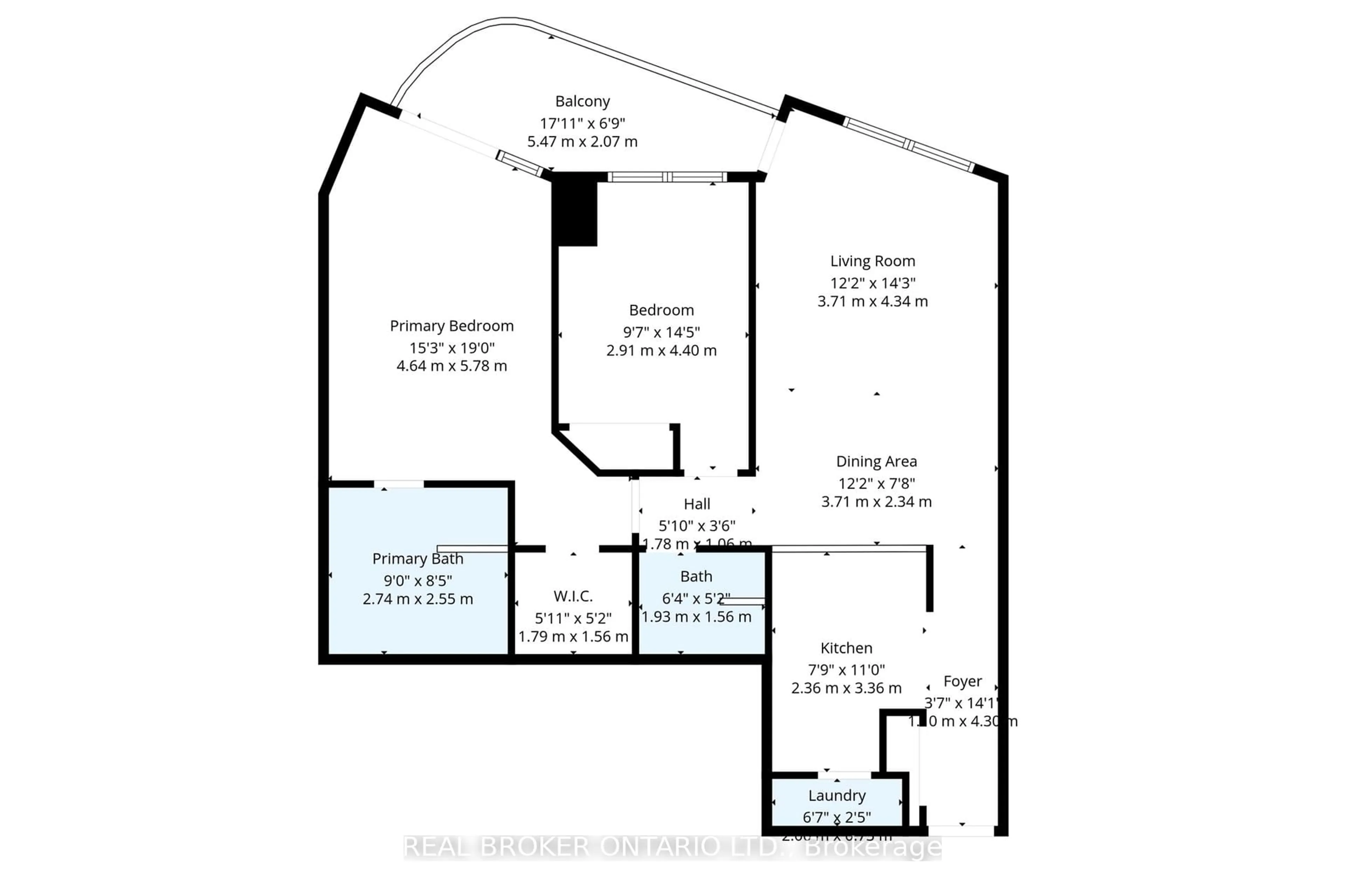 Floor plan for 2111 Lakeshore Blvd #1112, Toronto Ontario M8V 4E8