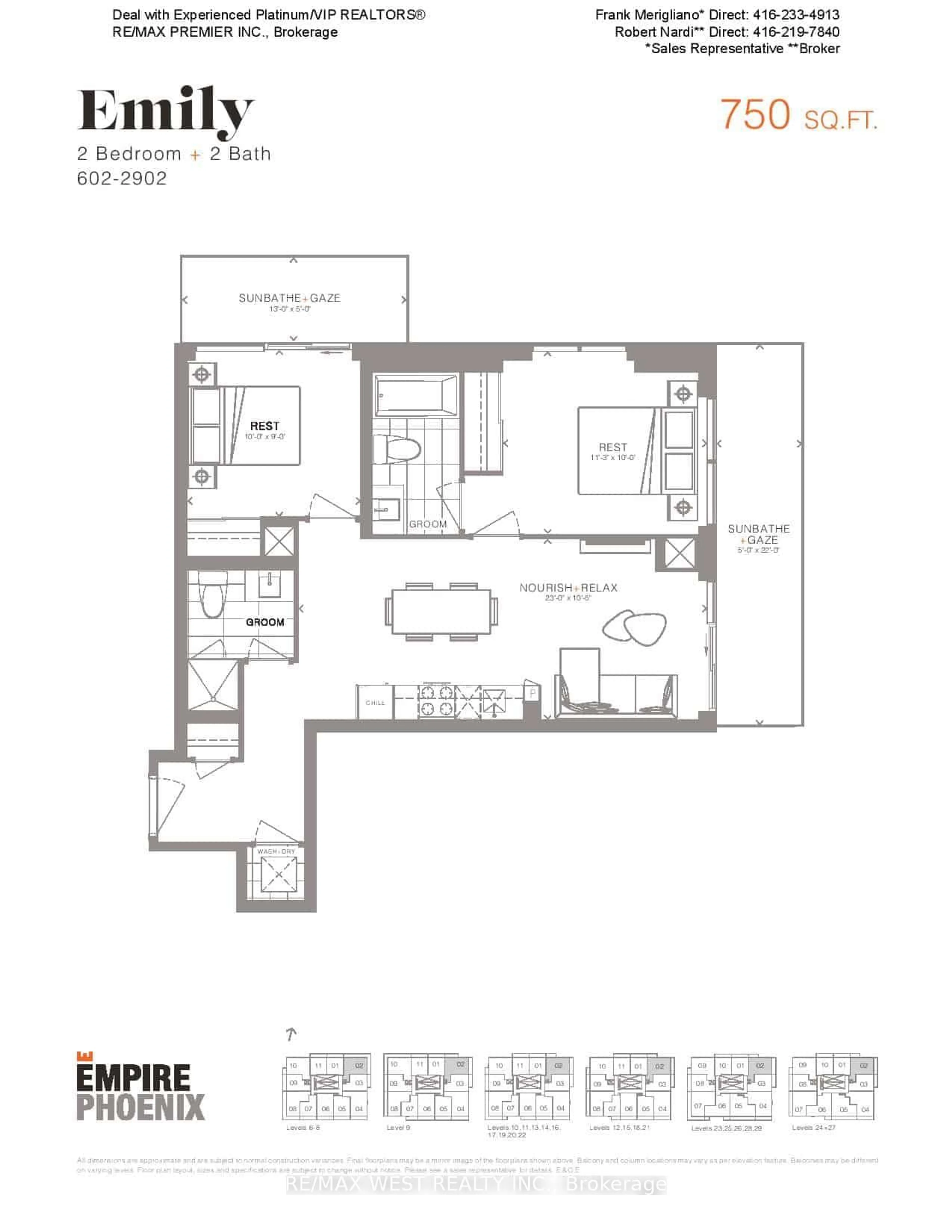 Floor plan for 251 Manitoba St #2702, Toronto Ontario M8Y 0C7