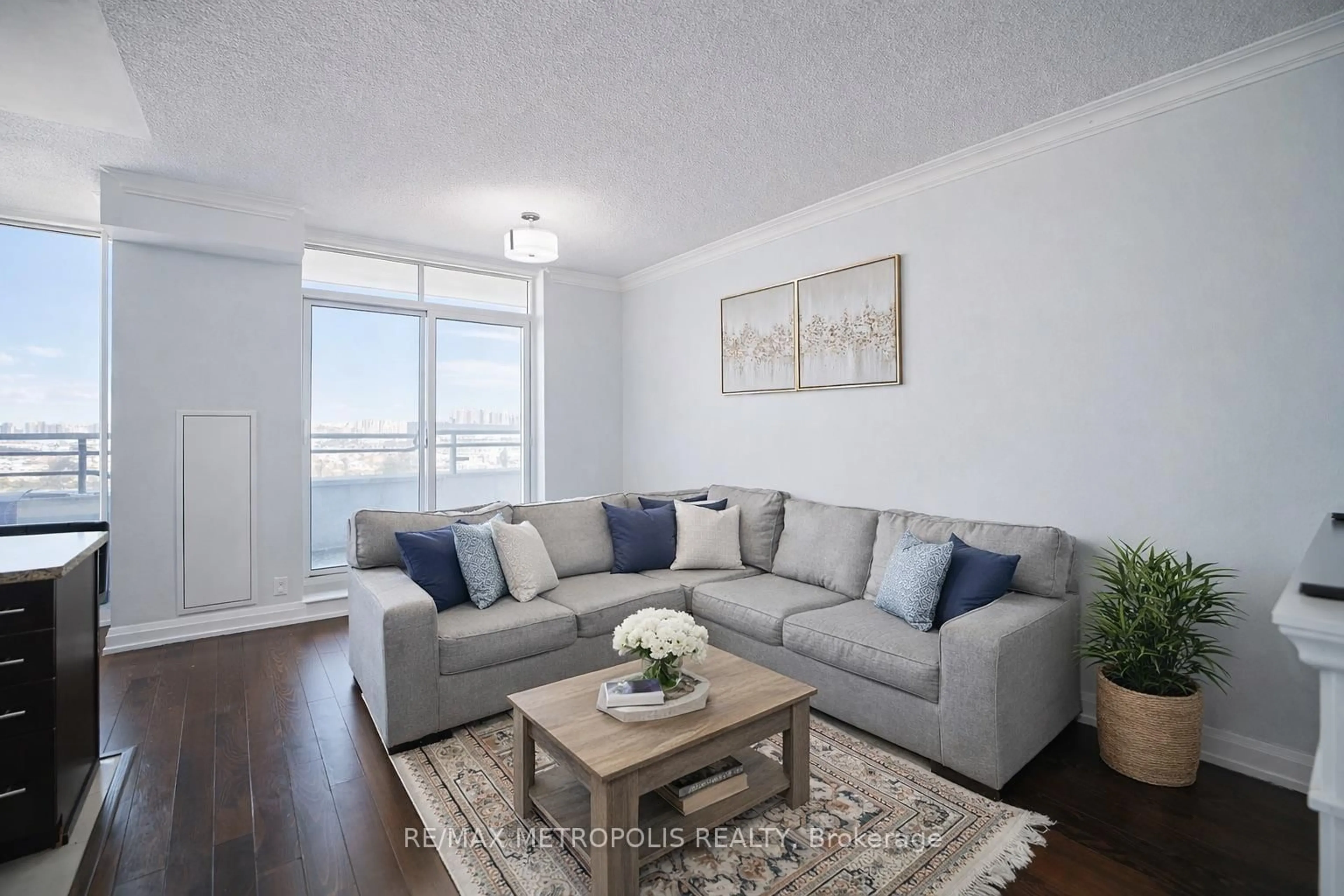Living room with furniture, wood/laminate floor for 1070 Sheppard Ave #PH16, Toronto Ontario M3J 0G8