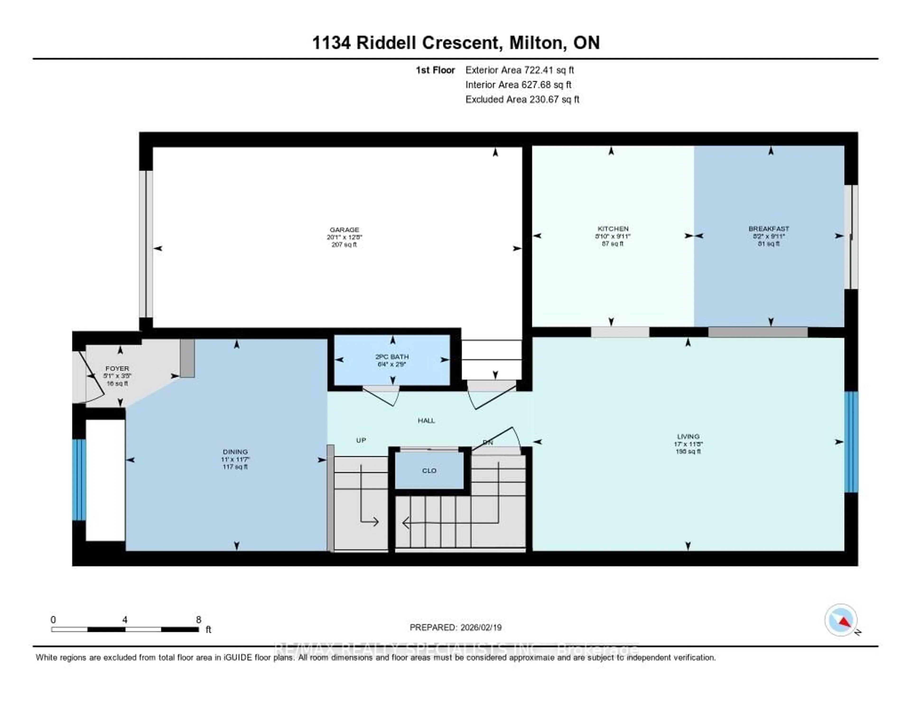 Floor plan for 1134 Riddell Cres, Milton Ontario L9T 6Y2