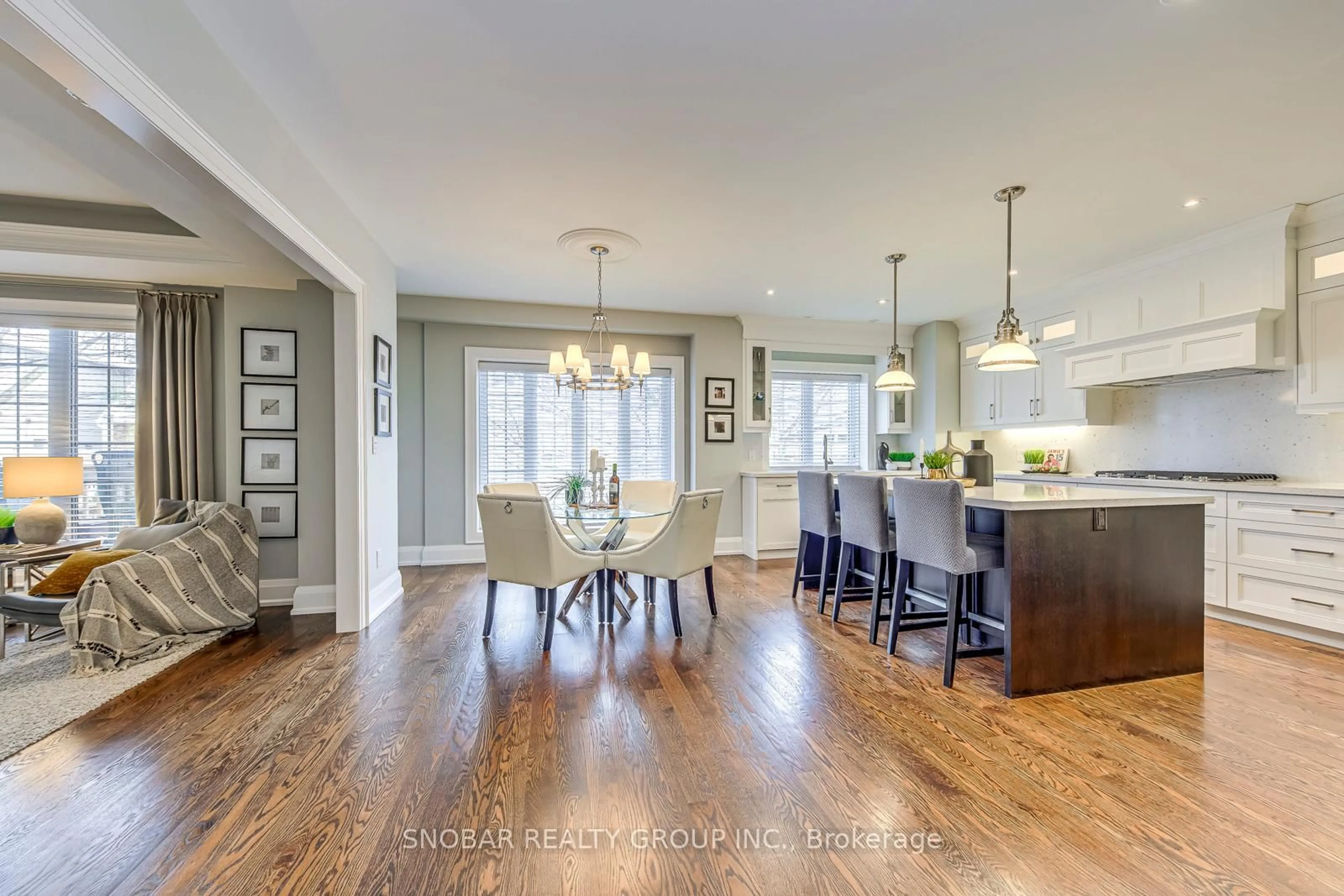 Open concept kitchen, wood/laminate floor for 16 Glenellen Dr, Toronto Ontario M8Y 2H3