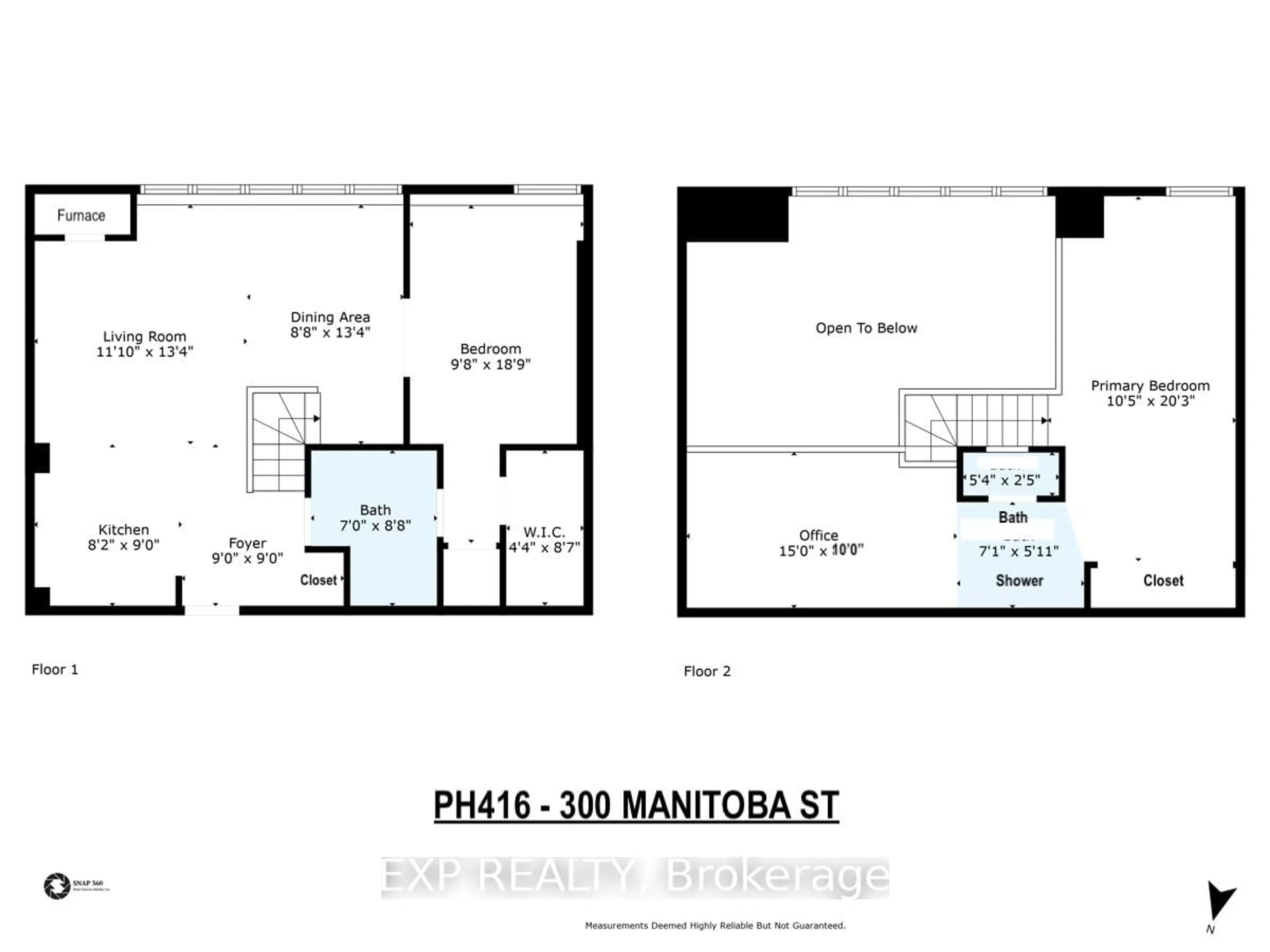 Floor plan for 300 Manitoba St #PH416, Toronto Ontario M8Y 4G6