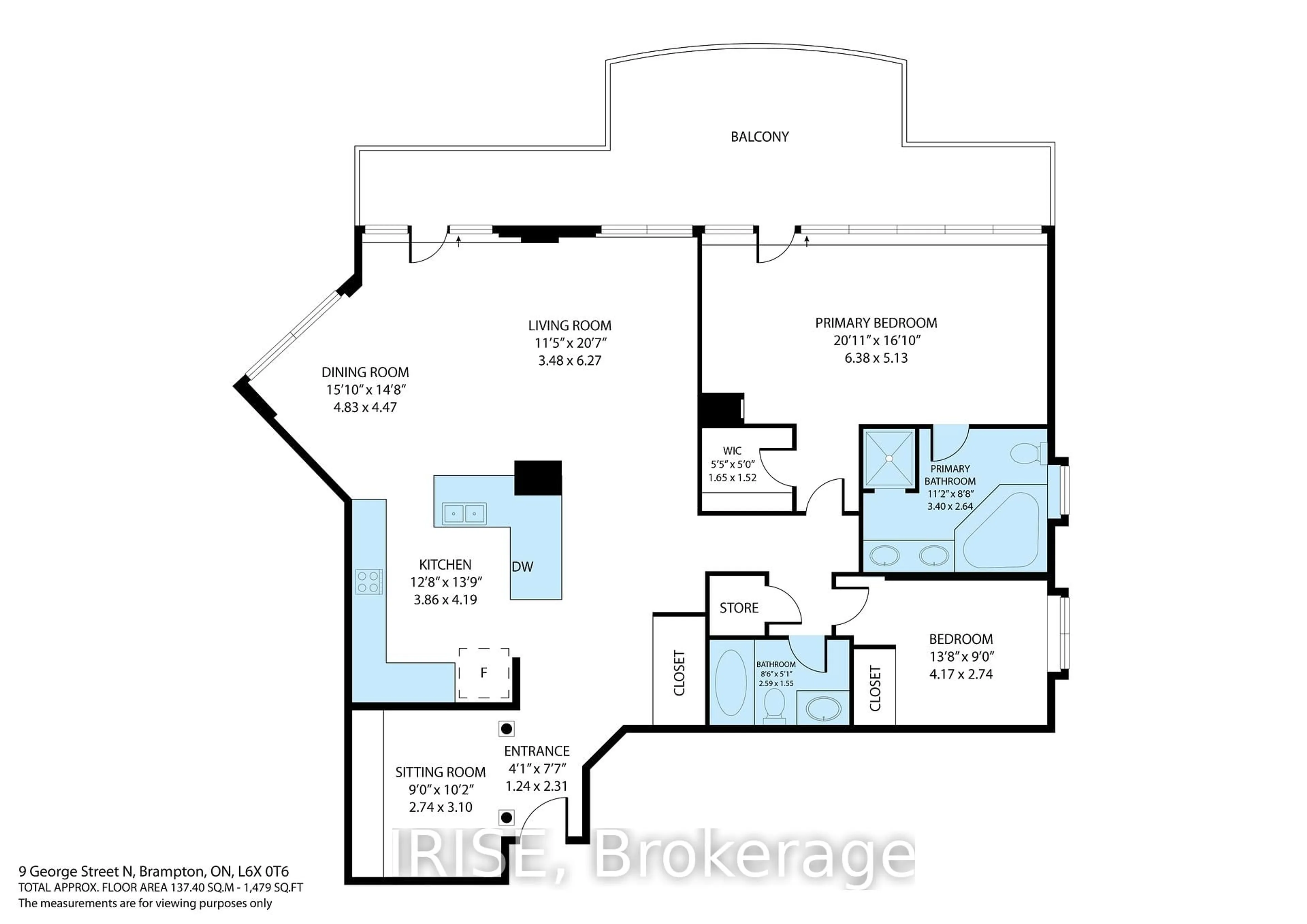 Floor plan for 9 George St #PH01, Brampton Ontario L6Y 0T6