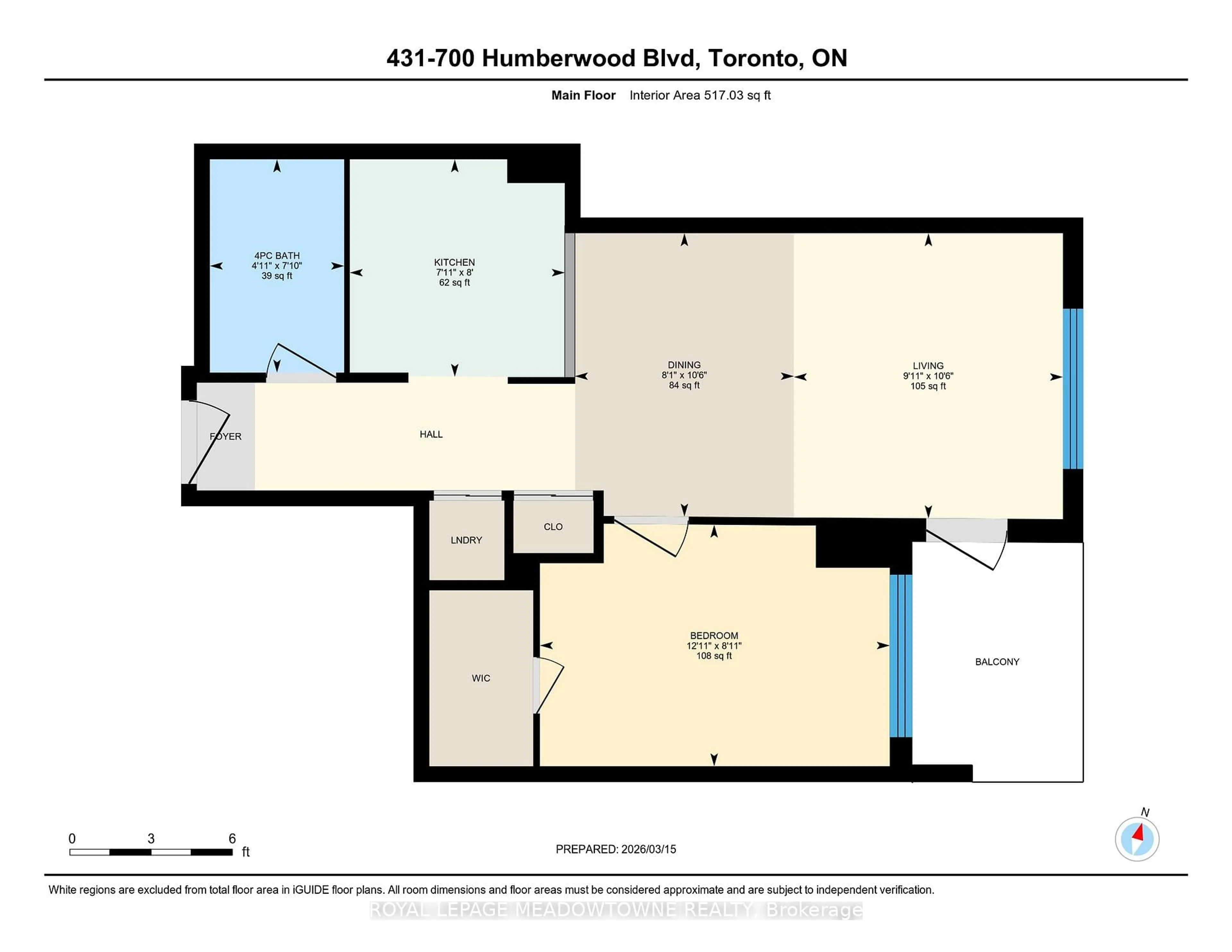 Floor plan for 700 Humberwood Blvd #431, Toronto Ontario M9W 7J4