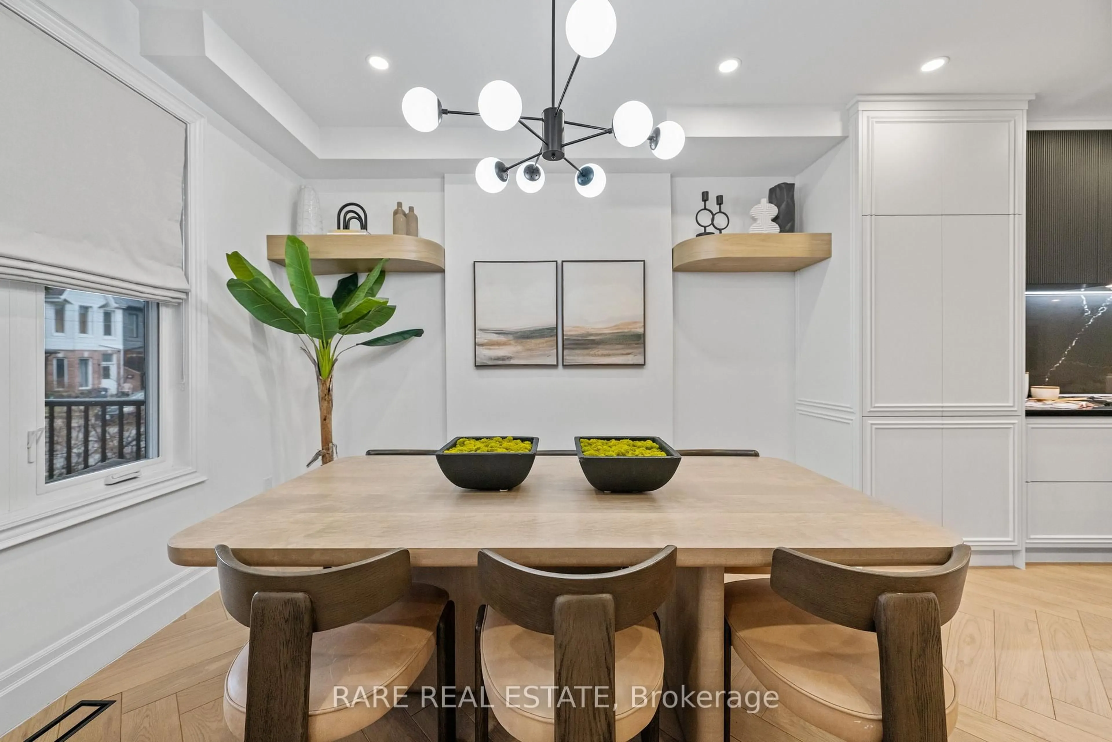 Dining room, wood/laminate floor for 63 Laughton Ave, Toronto Ontario M6N 2W8