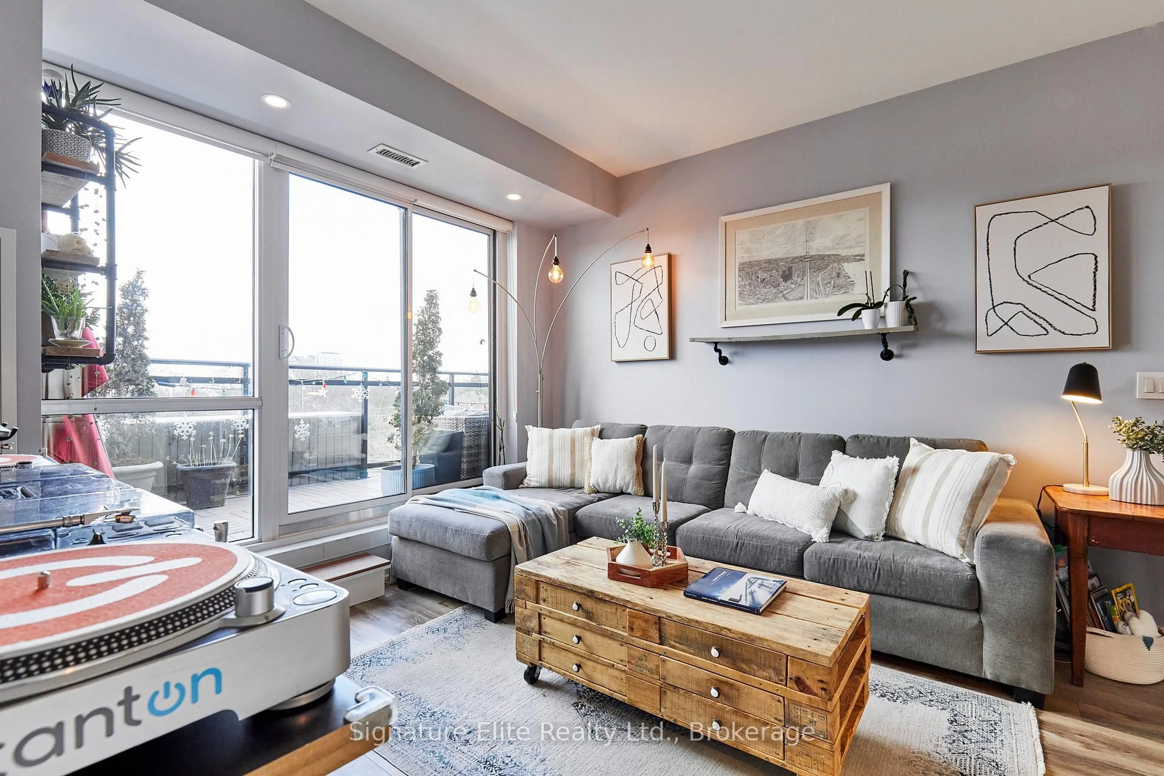 Living room with furniture, unknown for 1 Neighbourhood Lane #606, Toronto Ontario M8Y 0C2