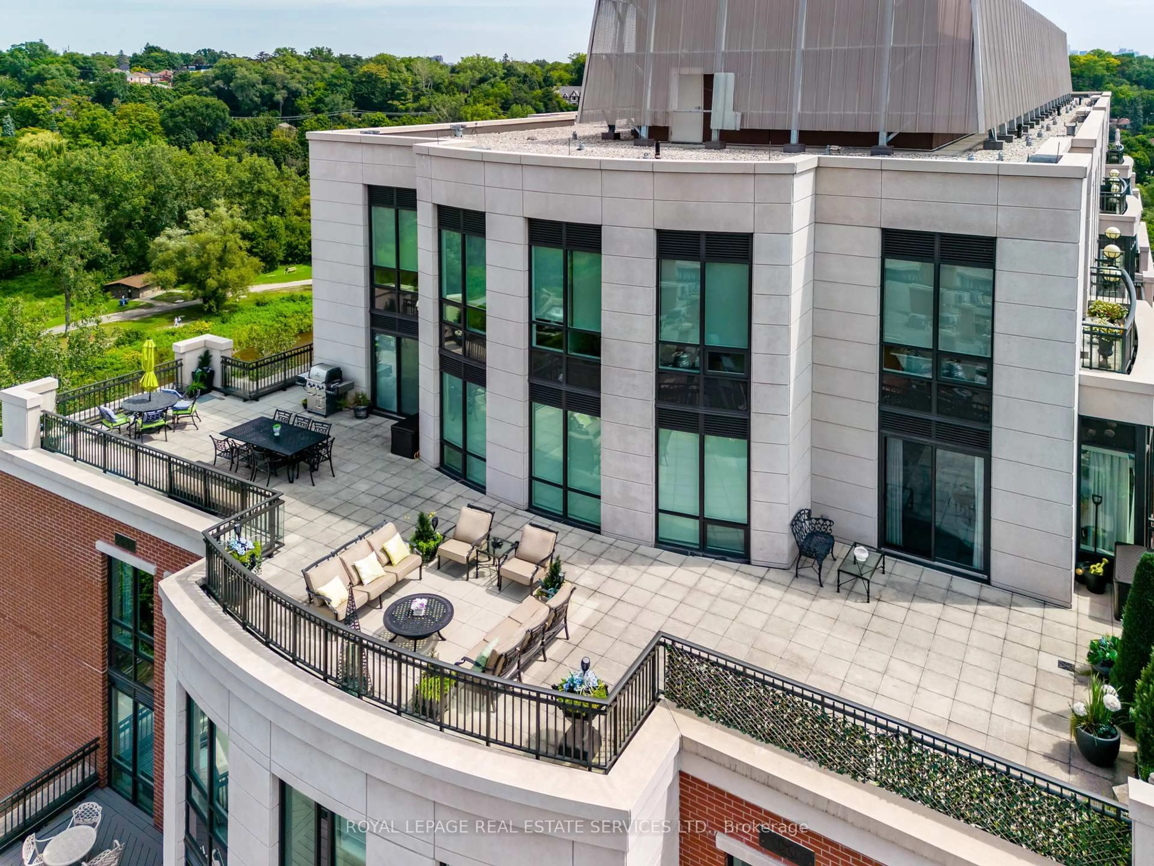 A pic from outside/outdoor area/front of a property/back of a property/a pic from drone, city buildings view from balcony for 30 Old Mill Rd #1002, Toronto Ontario M8X 0A5