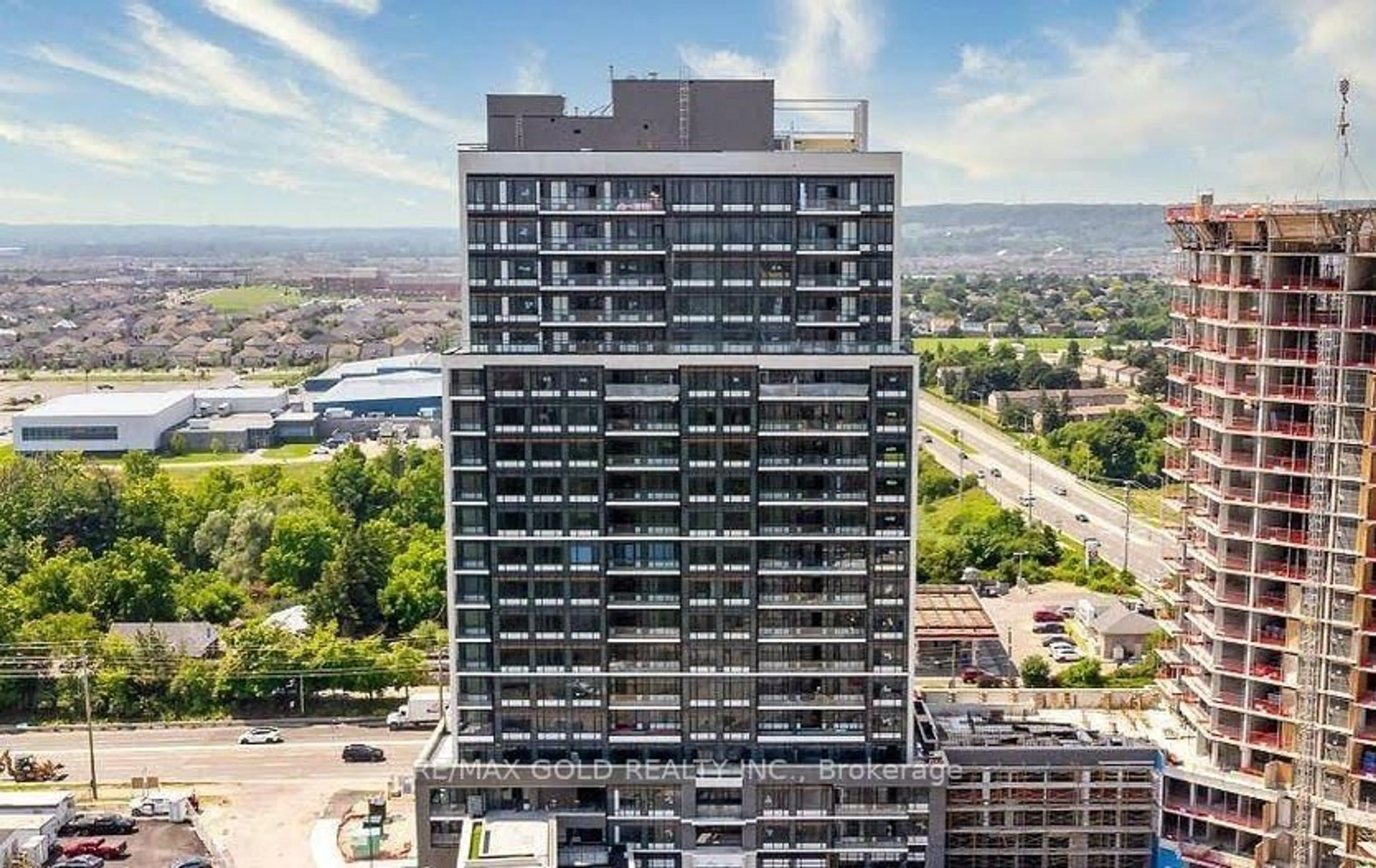 A pic from outside/outdoor area/front of a property/back of a property/a pic from drone, city buildings view from balcony for 8010 Derry Rd #701, Milton Ontario L9T 9N3