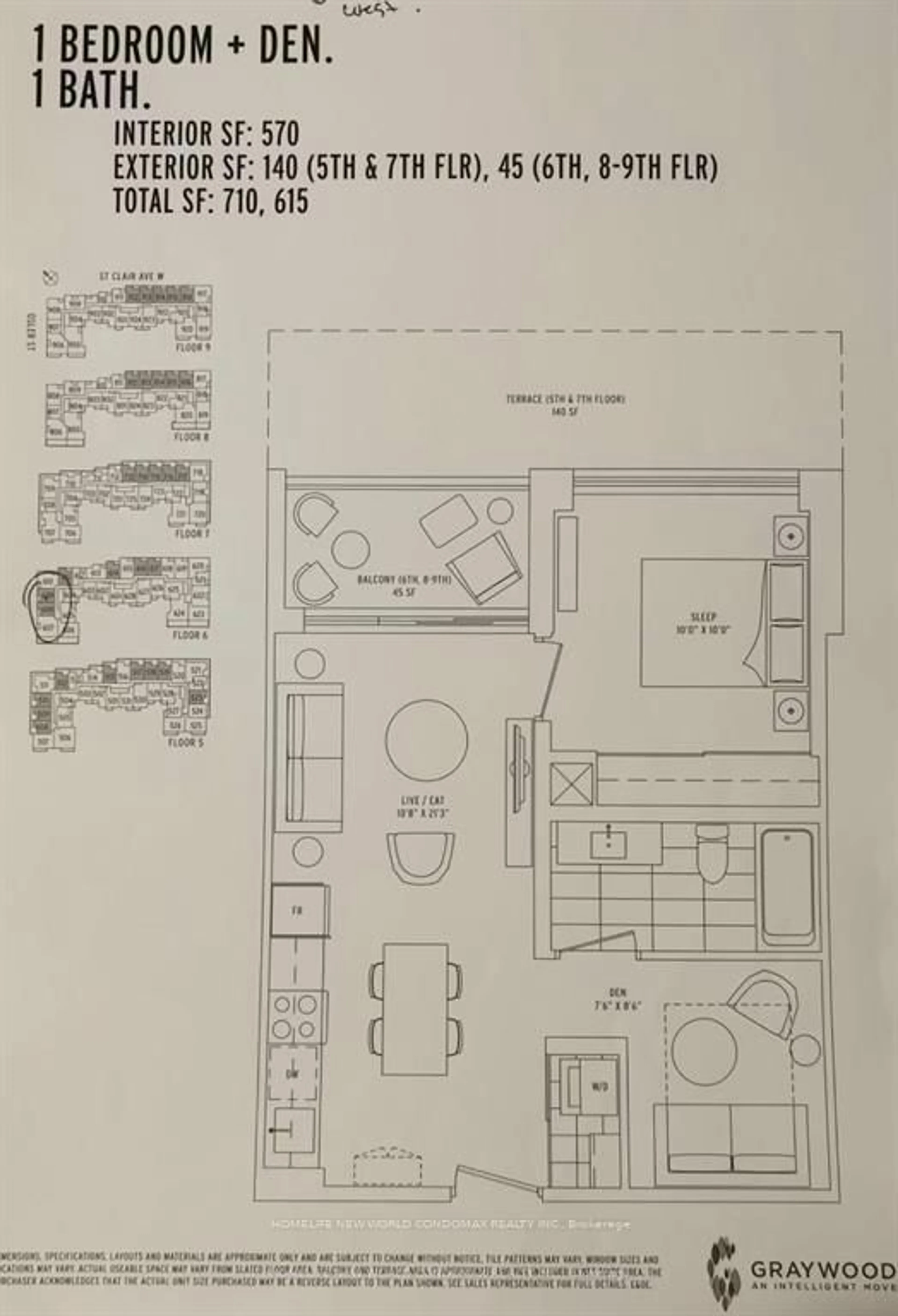 Floor plan for 1787 ST. CLAIR Ave #609, Toronto Ontario M6N 0B7