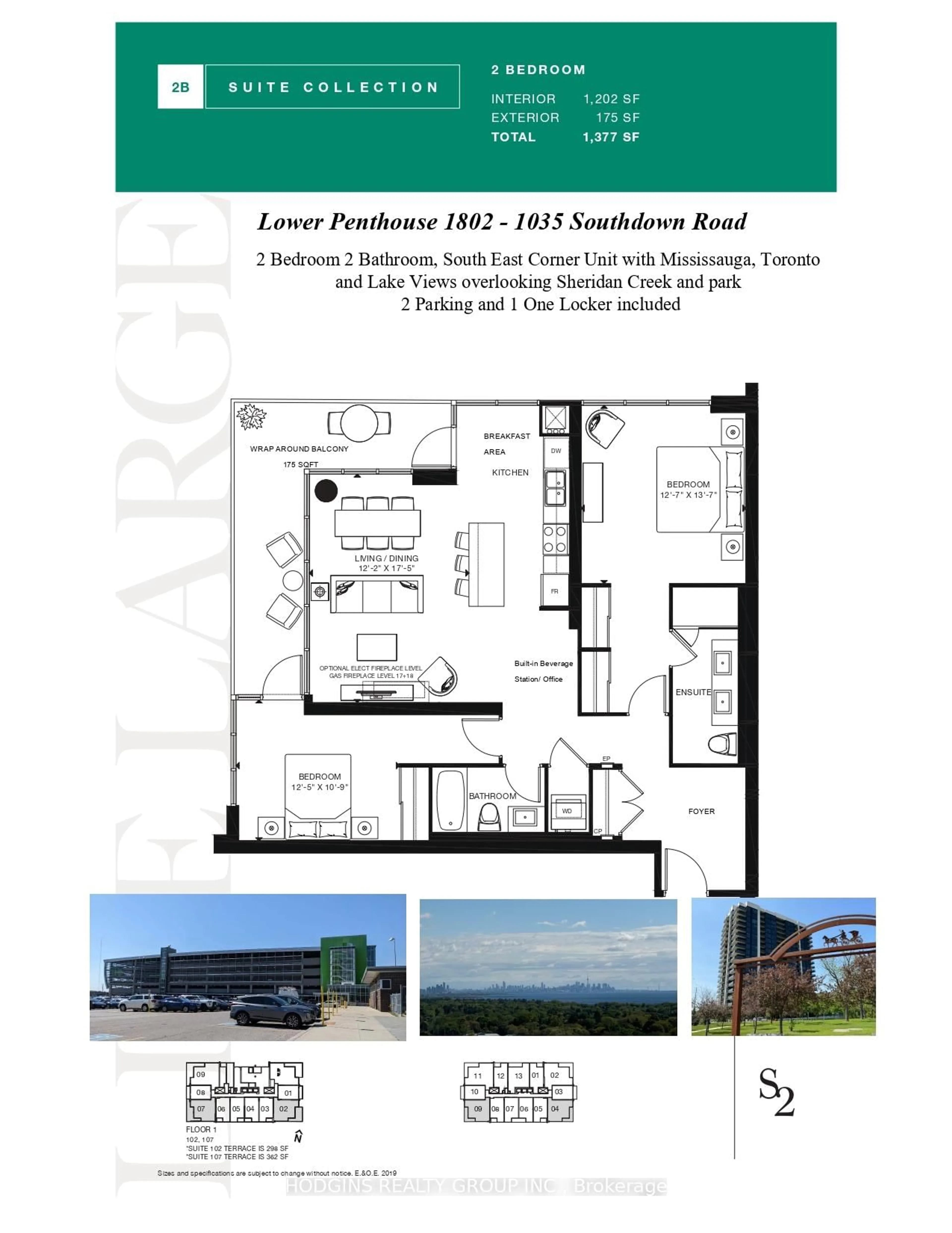 Floor plan for 1035 Southdown Rd #LPH 1802, Mississauga Ontario L5J 0A2