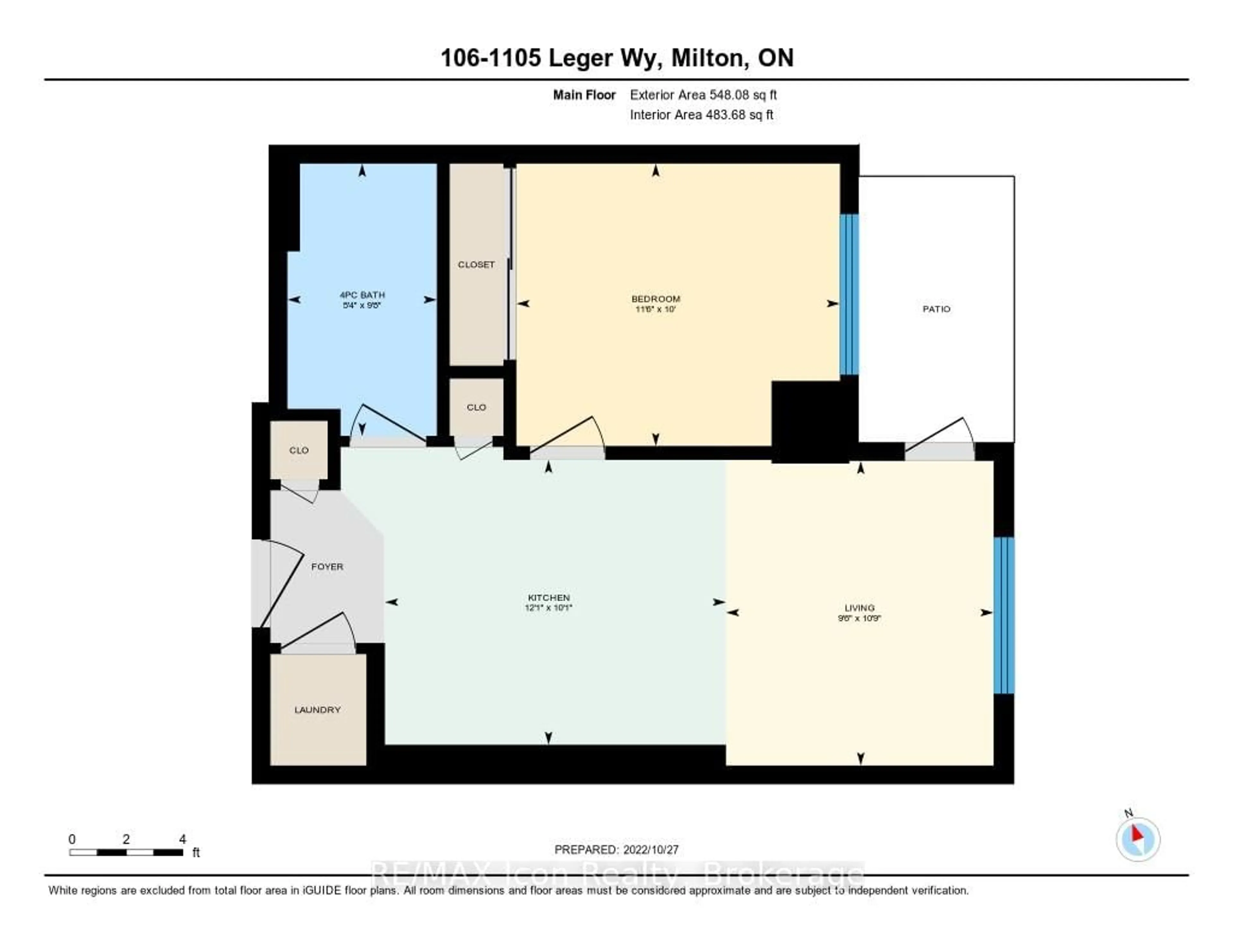 Floor plan for 1105 Leger Way #106, Milton Ontario L9E 1K7