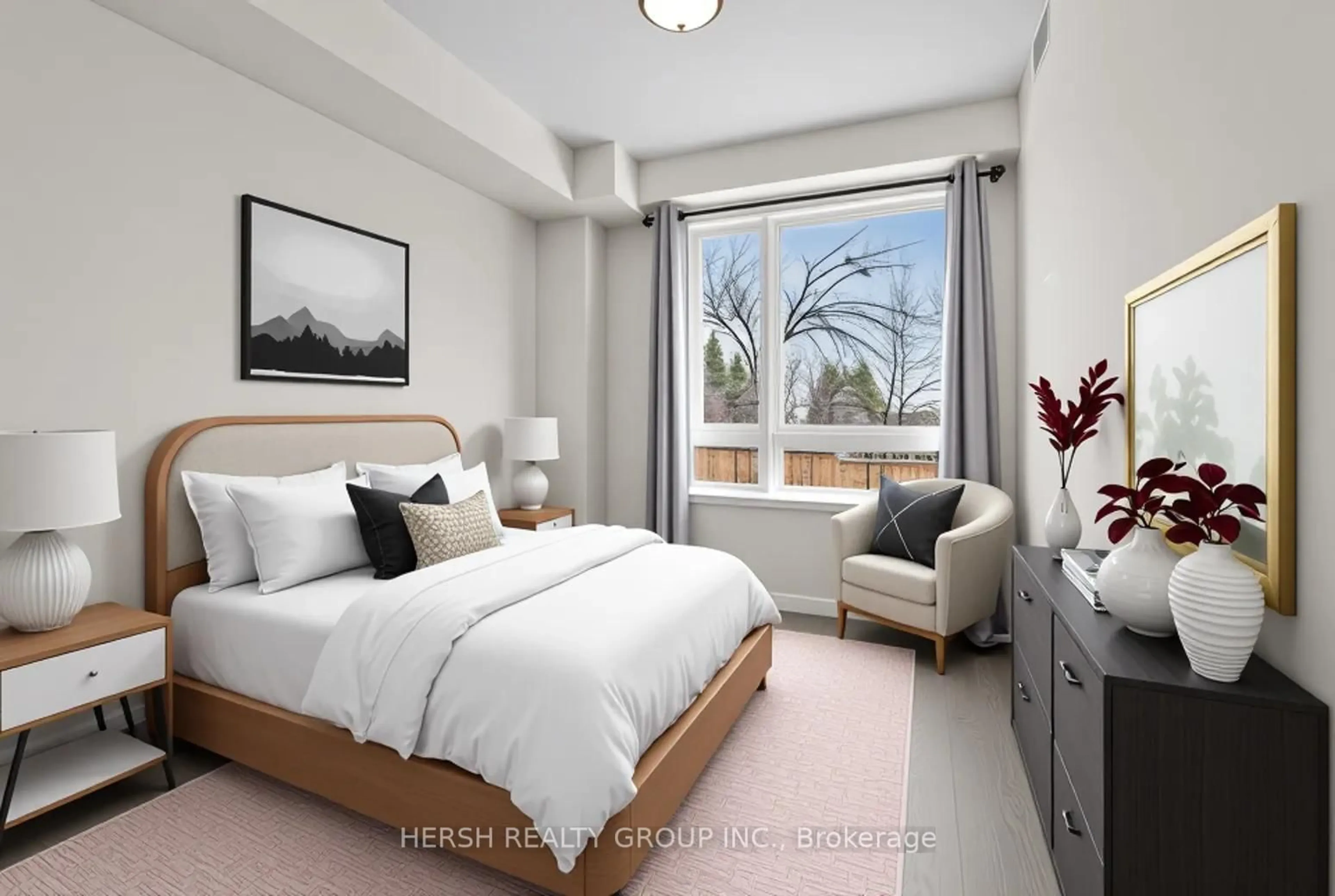 Bedroom with bed, unknown for 1100 Briar Hill Ave #204, Toronto Ontario M6B 1M7