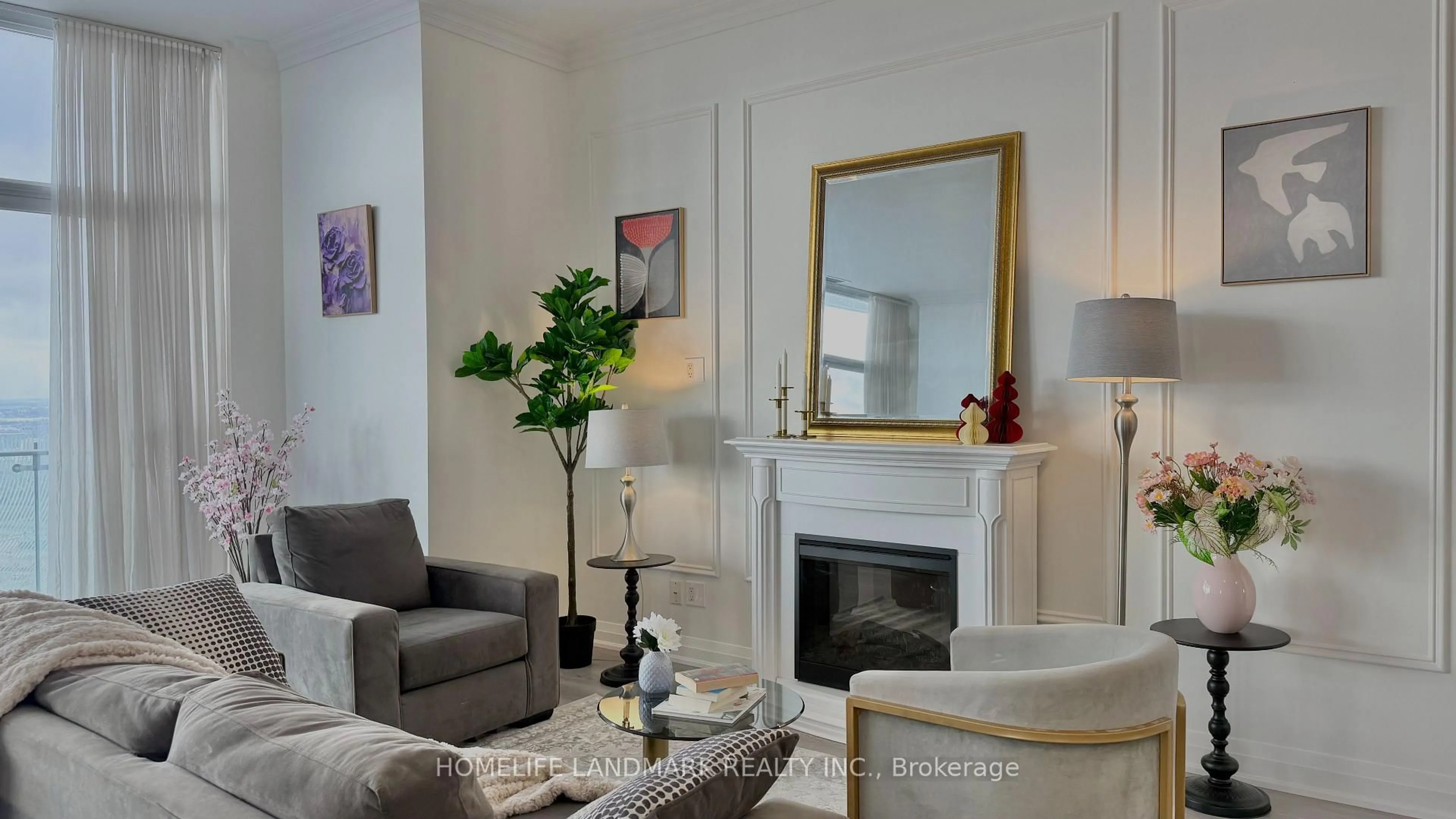 Living room with furniture, unknown for 50 Absolute Ave #Ph5004, Mississauga Ontario L4Z 0A8