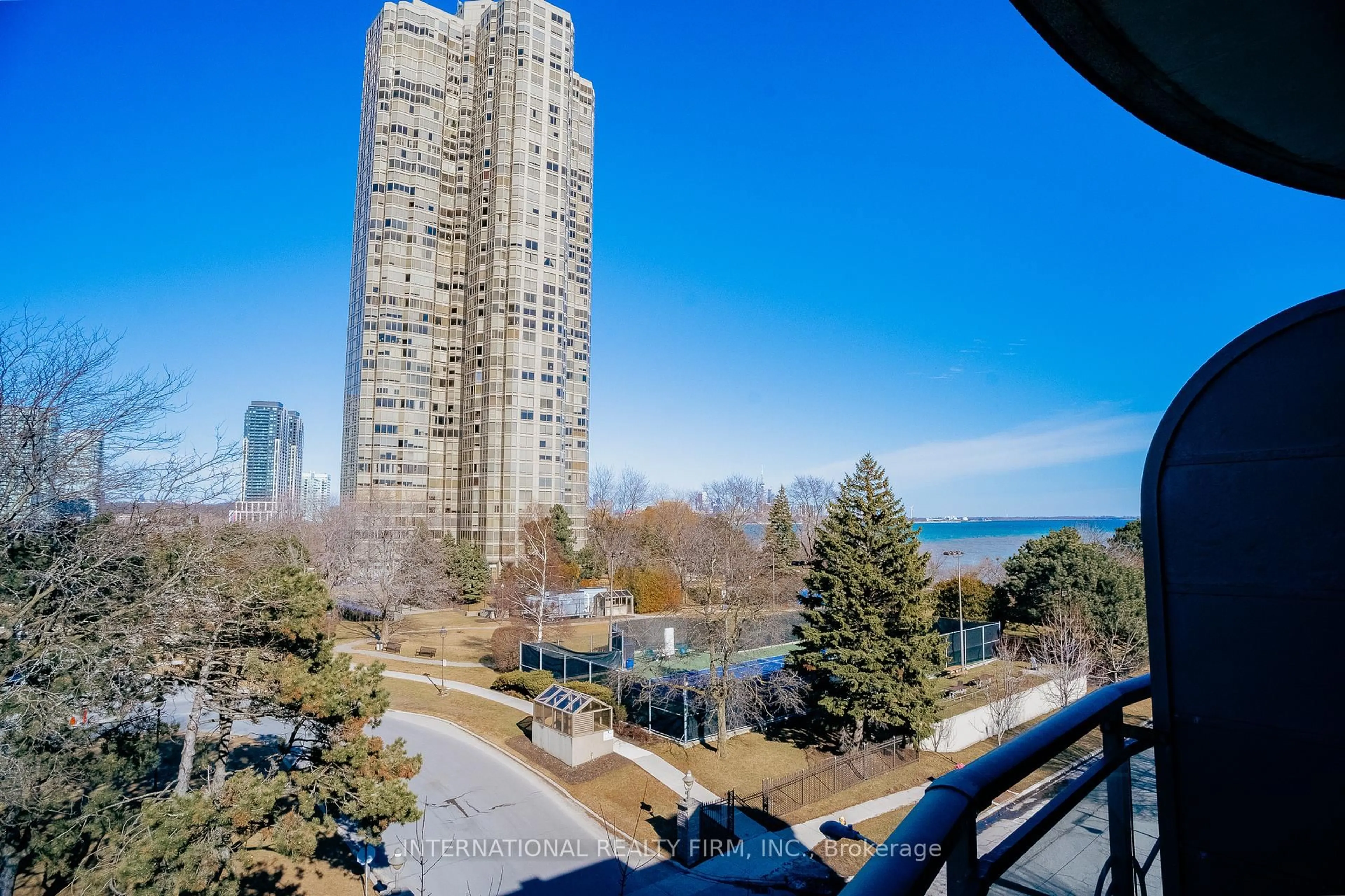 Balcony in the apartment, city buildings view from balcony for 80 Palace Pier Crt #PH502, Toronto Ontario M8V 4C1