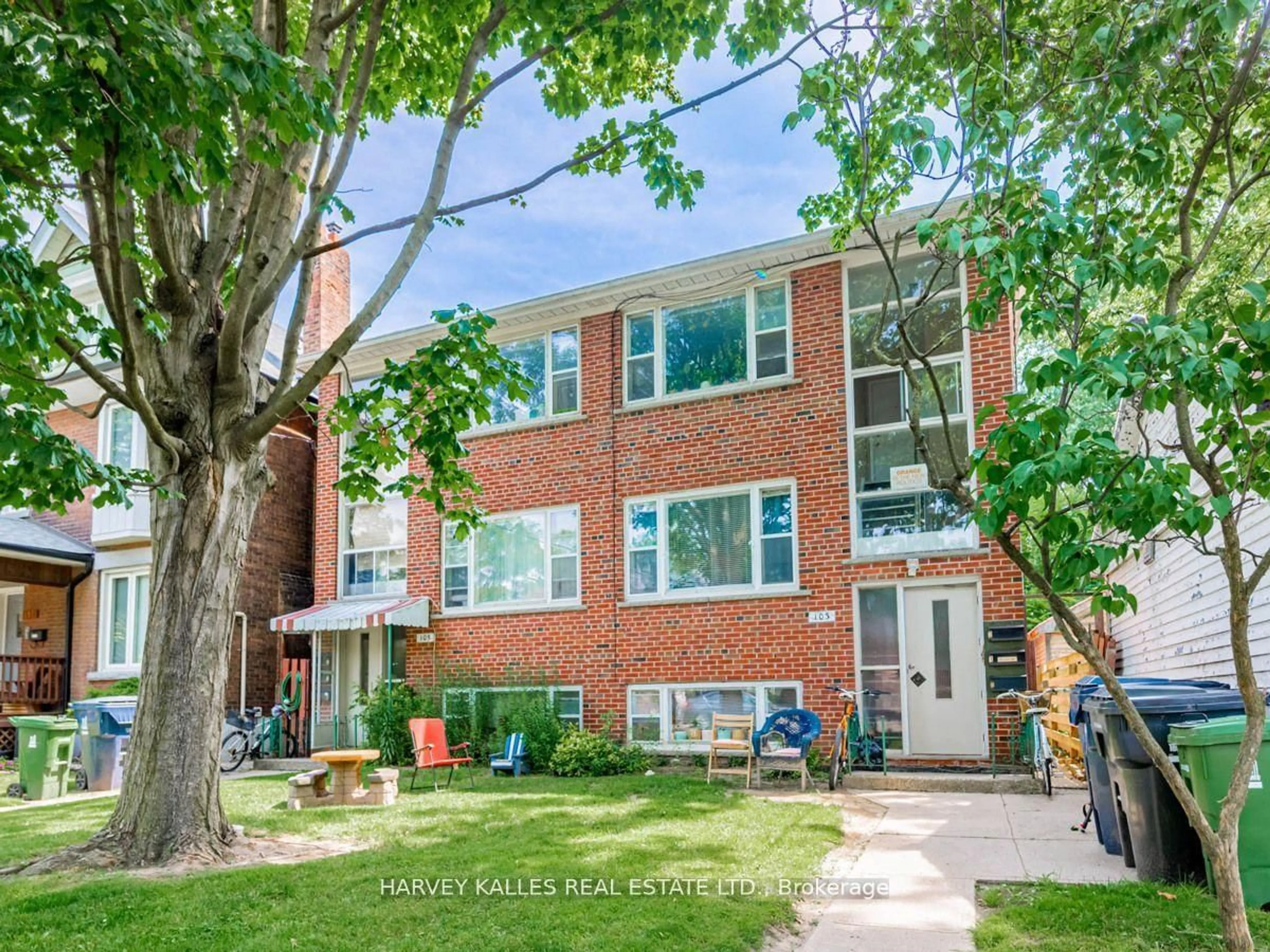 Home with brick exterior material, street for 103 & 105 Gilmour Ave, Toronto Ontario M6P 3B2