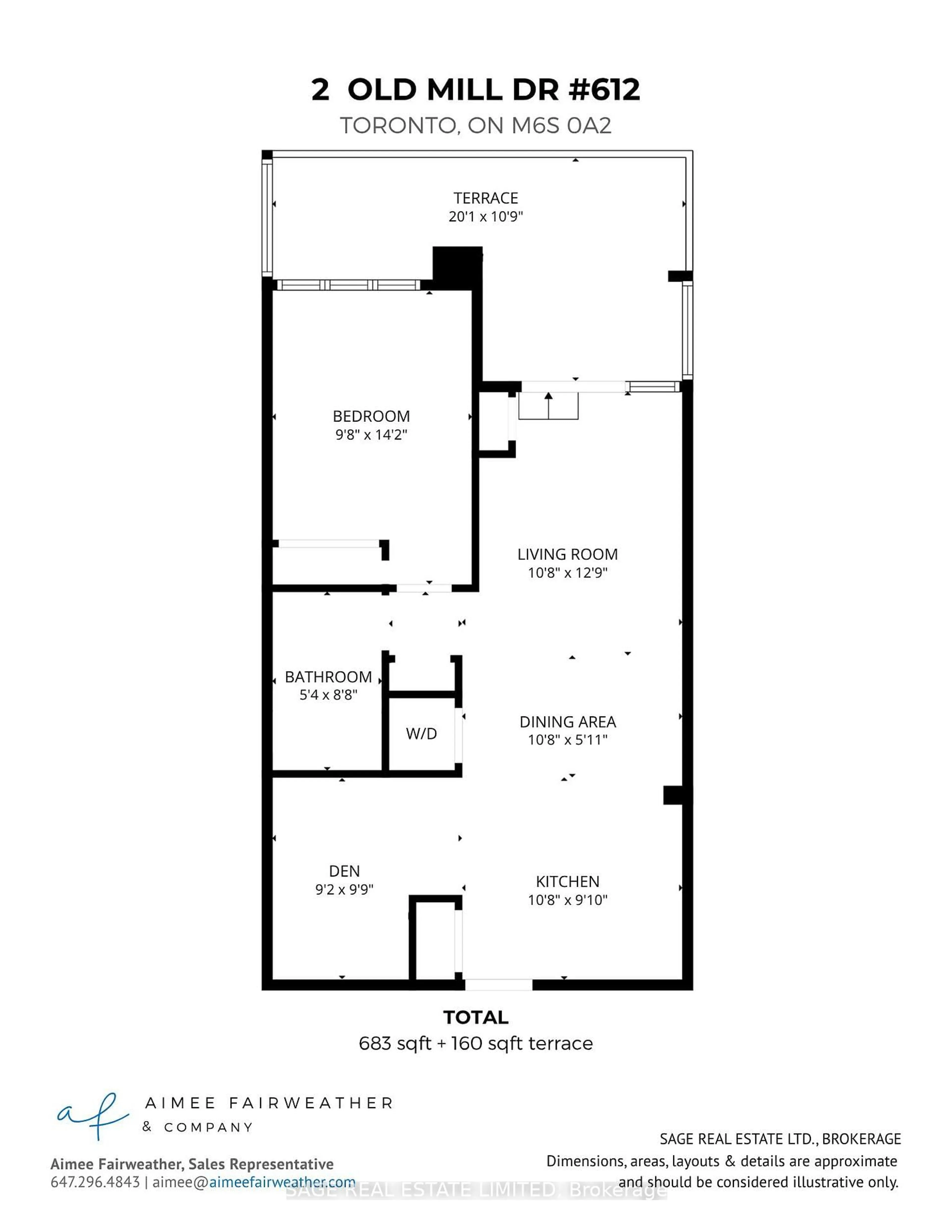 Floor plan for 2 Old Mill Dr #612, Toronto Ontario M6S 0A2