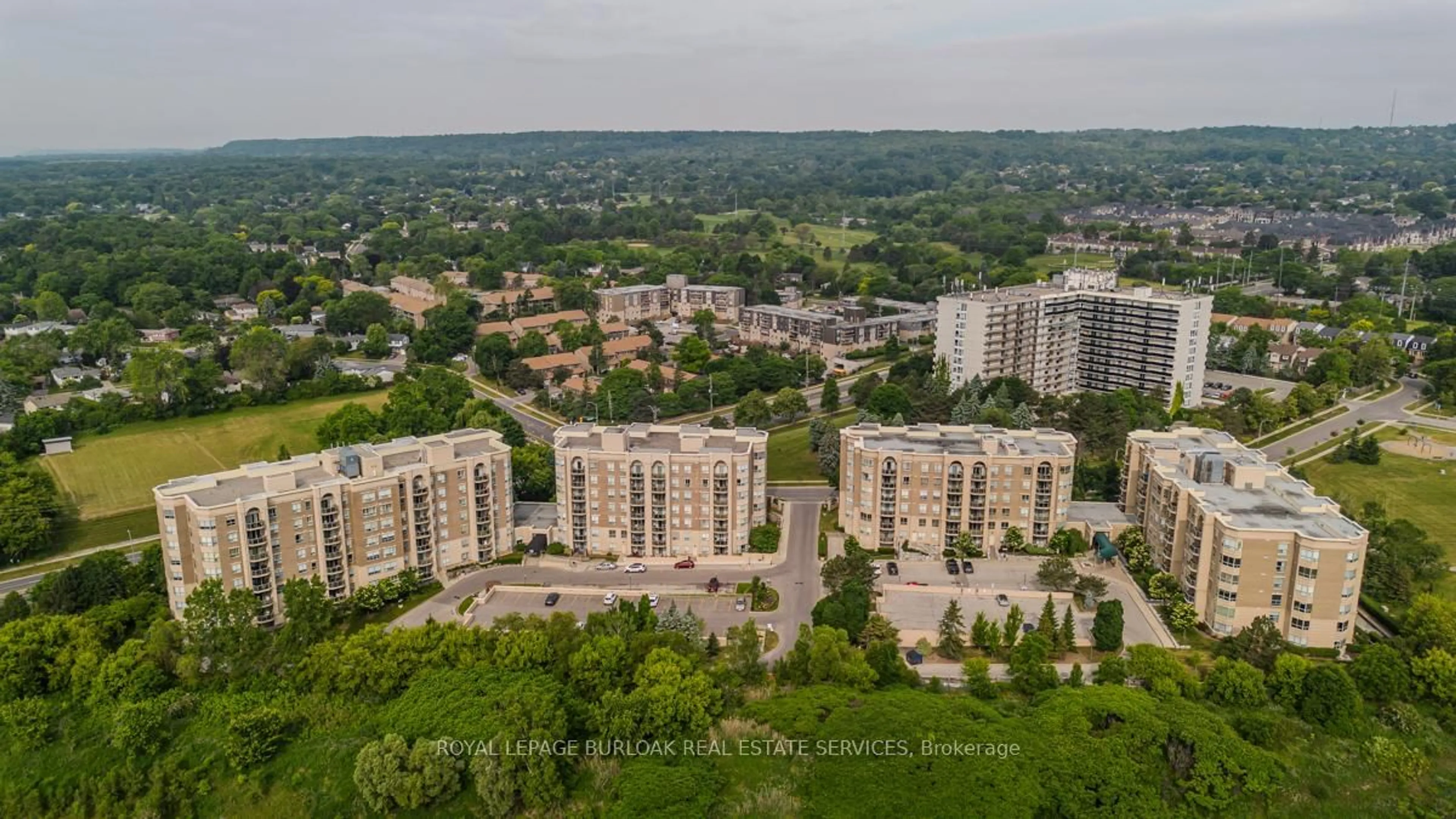 A pic from outside/outdoor area/front of a property/back of a property/a pic from drone, city buildings view from balcony for 2075 Amherst Heights Dr #219, Burlington Ontario L7P 5B8