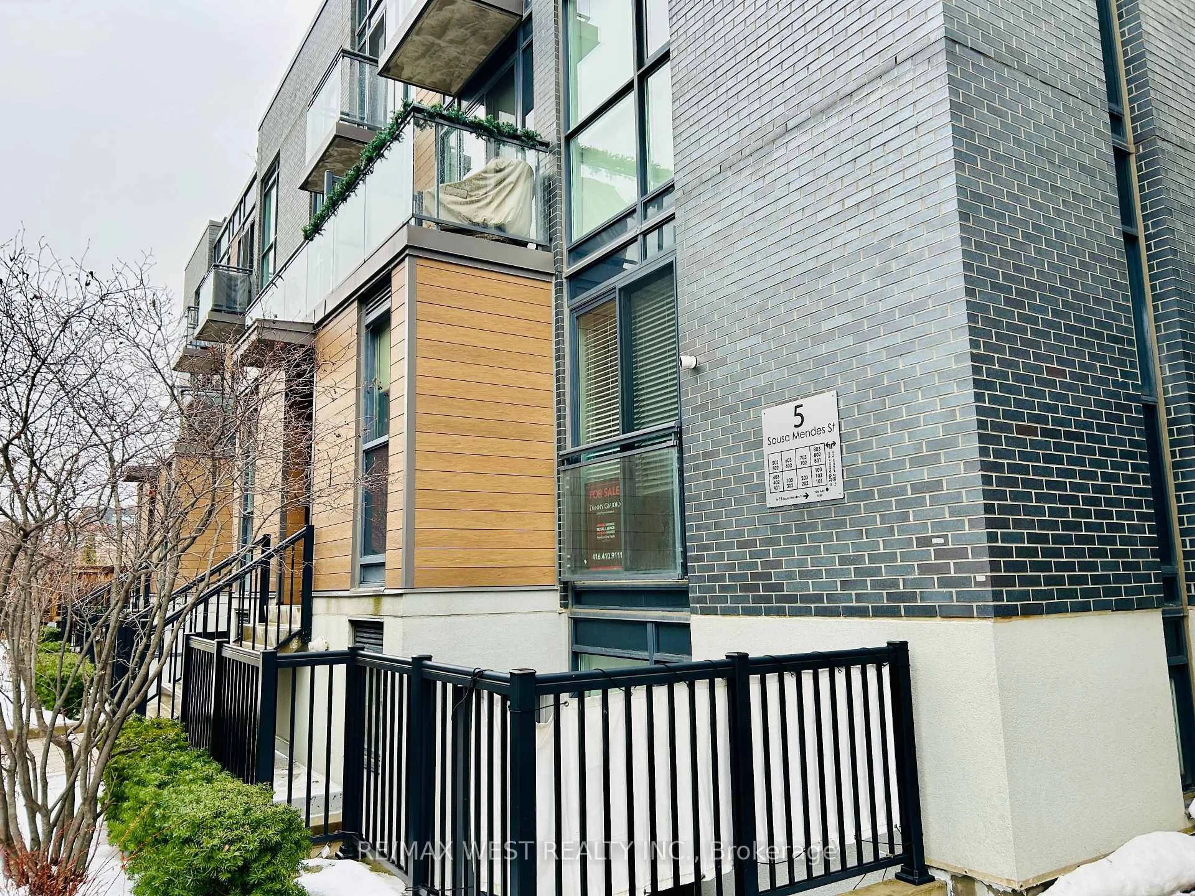 Home with brick exterior material, street for 5 Sousa Mendes St #102, Toronto Ontario M6P 0A8