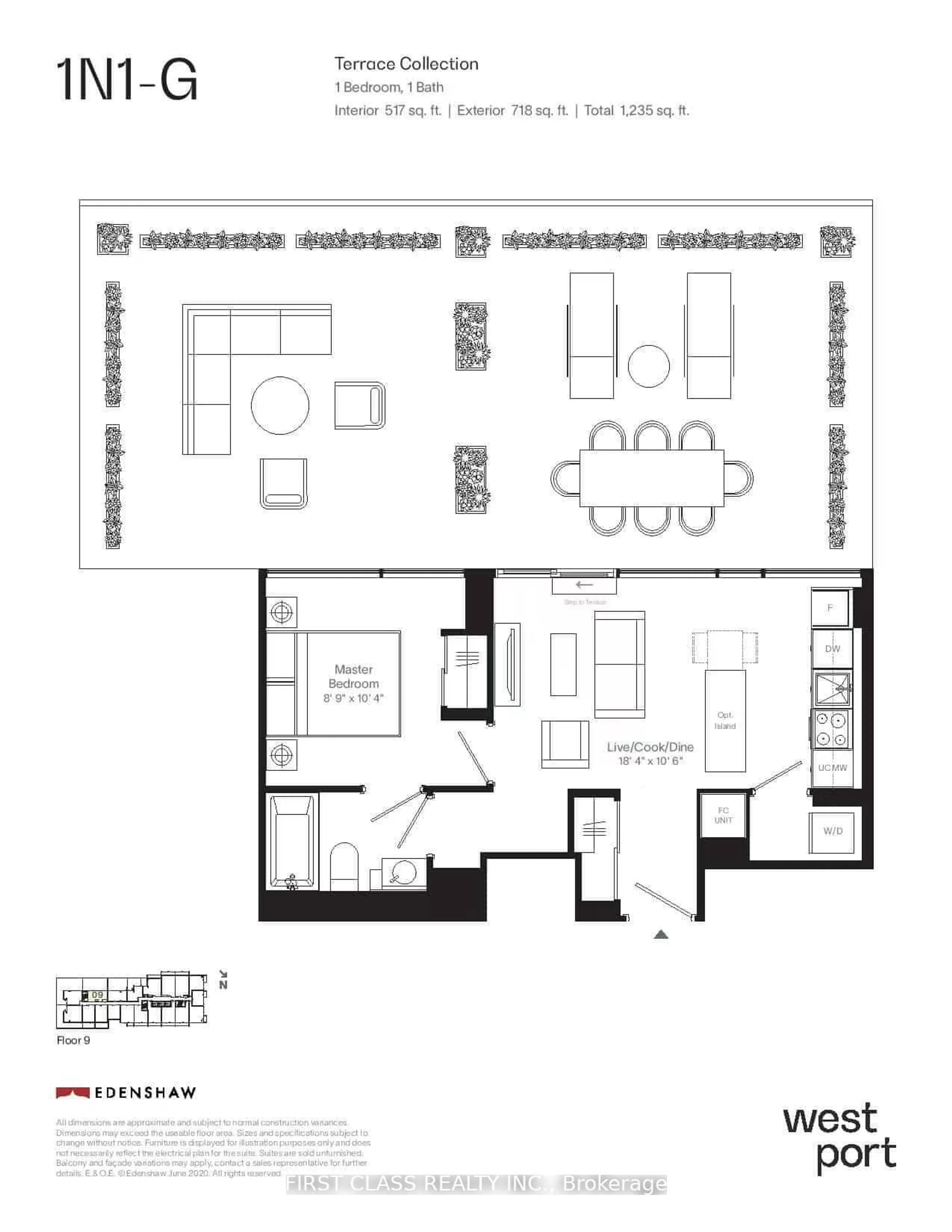 Floor plan for 28 ANN St #909, Mississauga Ontario L5G 0E1